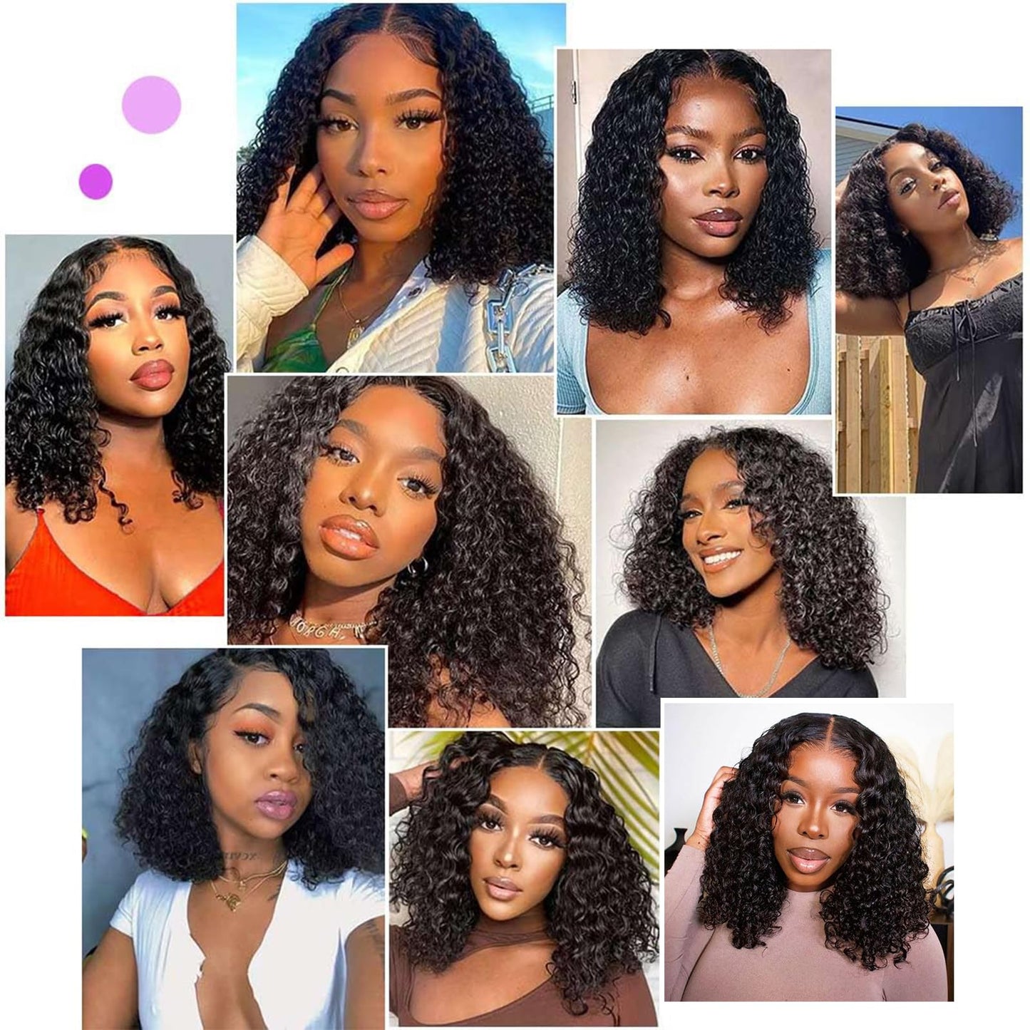 Curly Bob Wig Human Hair Wear and Go Glueless Bob Wigs Human Hair Pre Plucked Pre Cut 5x5 HD Lace Closure Deep Curly Wave Wigs for Black Women 180 Density Natural Color 12 Inch