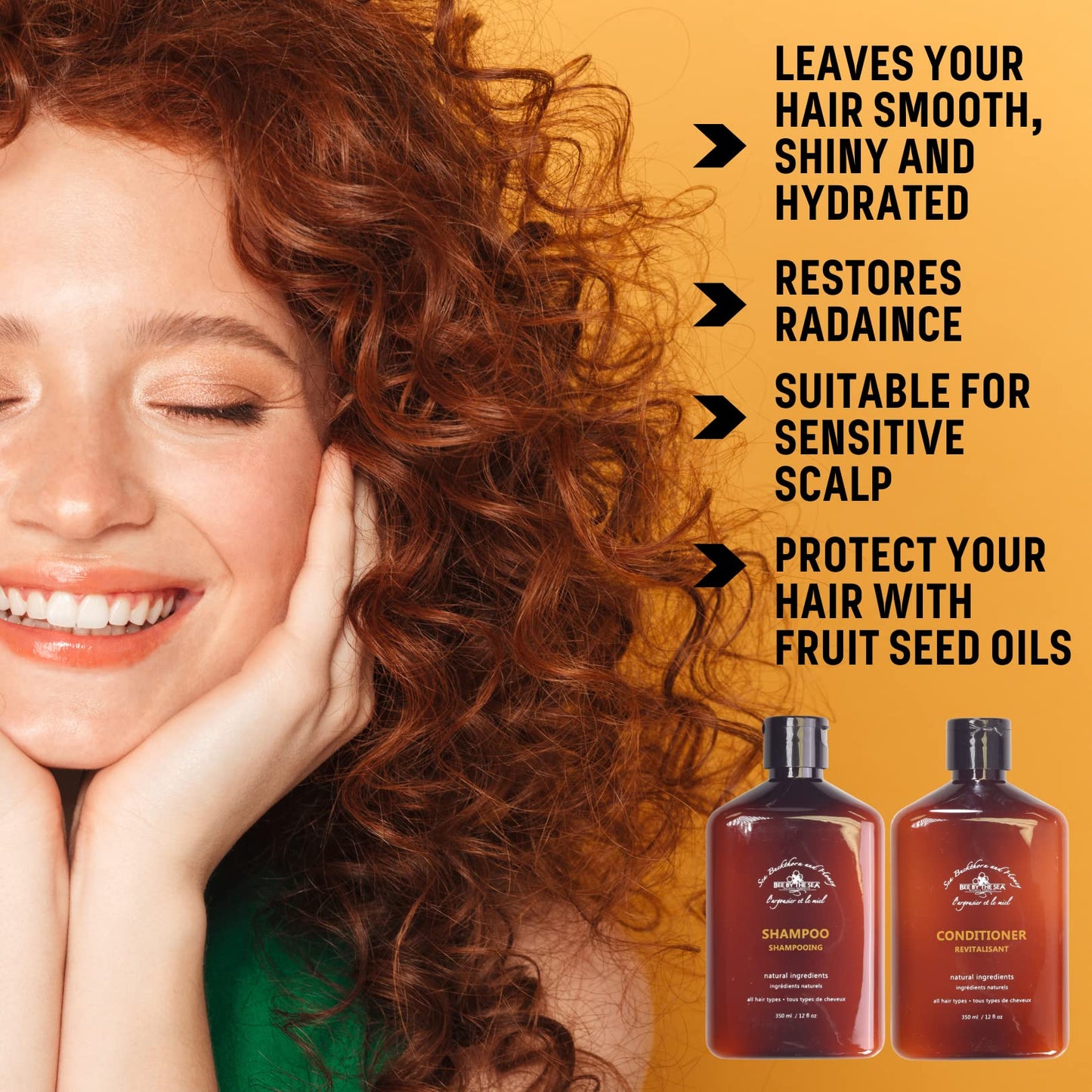 Bee By The Sea Color Safe Organic Sea Buckthorn and Honey Shampoo and Conditioner (Shampoo and Conditioner)