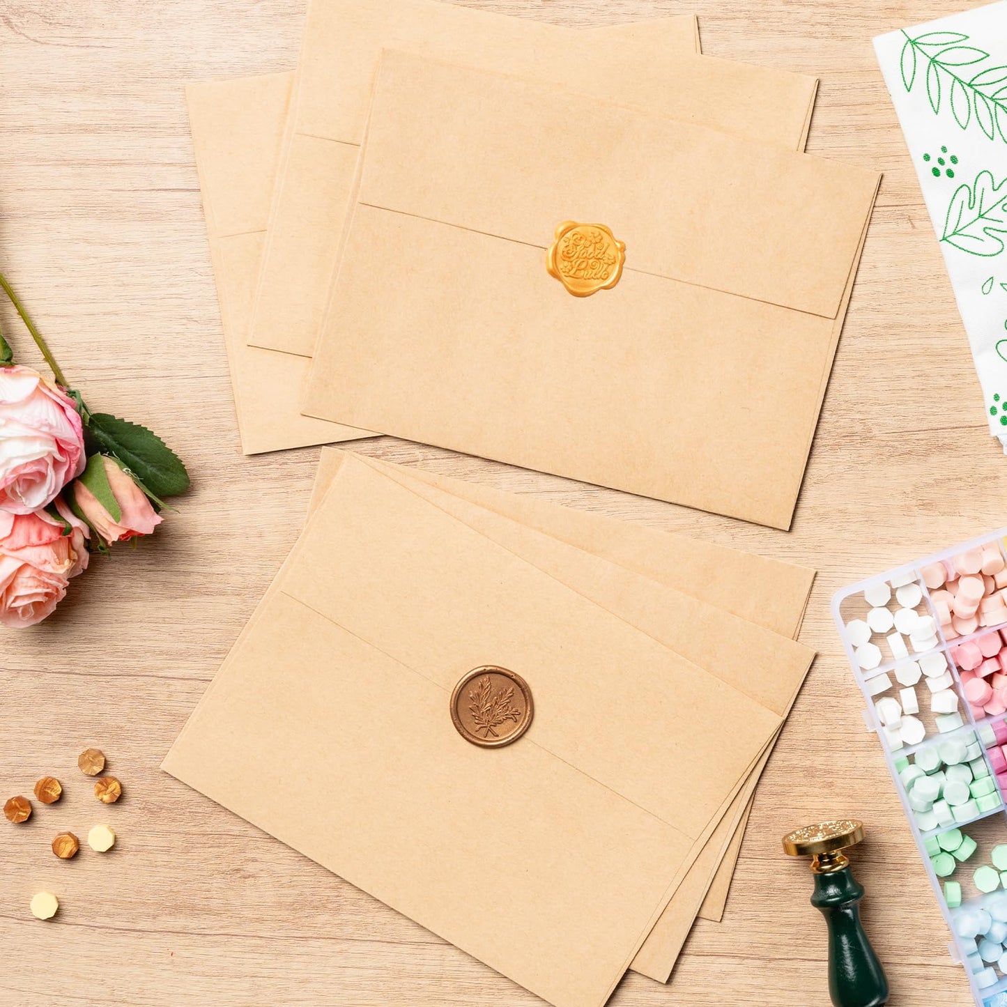 5x7 Kraft Envelopes 250 Pack, Ohuhu A7 Brown Envelopes, Printable Envelopes Perfect for Wedding, 5x7 Photos, Baby Shower, Birthday, Party, Invitations - Peel, Press & Self Seal