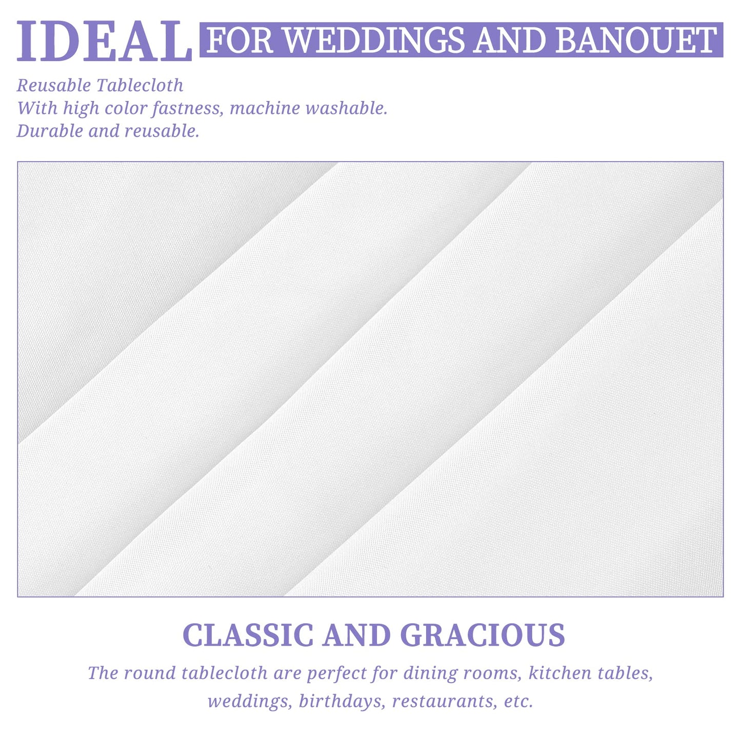Showgeous 8 Pack White Round Tablecloth 90 Inch Round Table Cloths Washable Polyester Tablecloths for Round Tables Wrinkle Resistant Table Cloth Decorative Fabric Table Cover for Dining Wedding Party