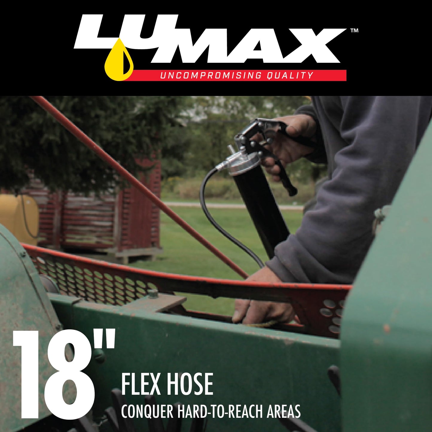 Lumax LX-1152 Black Heavy Duty Deluxe Pistol Grease Gun with 18" Flex Hose
