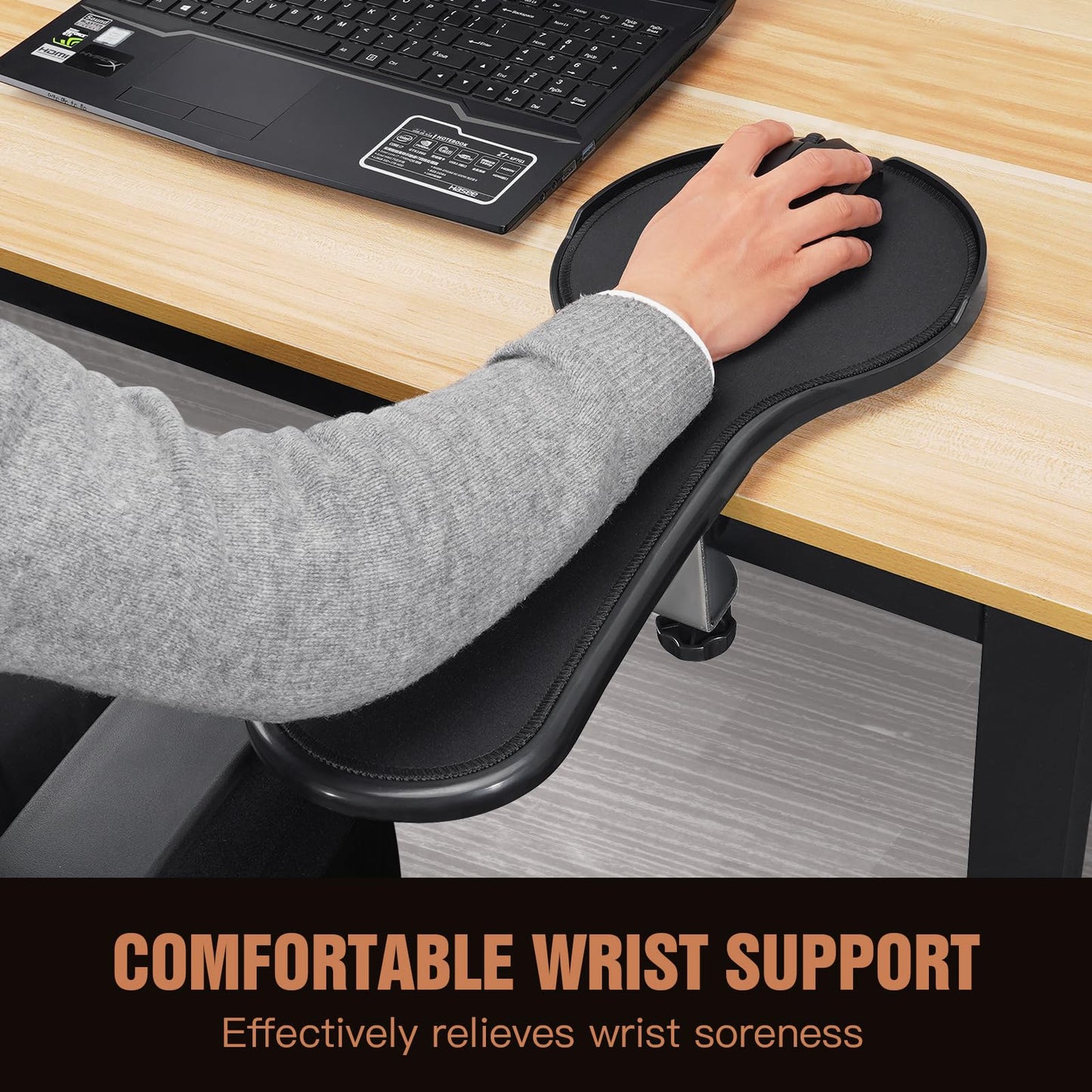 YuPinDiZu Upgrade Chair arm Mouse pad, Ergonomic Arm Rest Mouse Pads for Chairs and Desk, Adjustable Mouse Tray,Forearms Pressure Relief Computer Desk Extender, Black (Black（YU8351）)