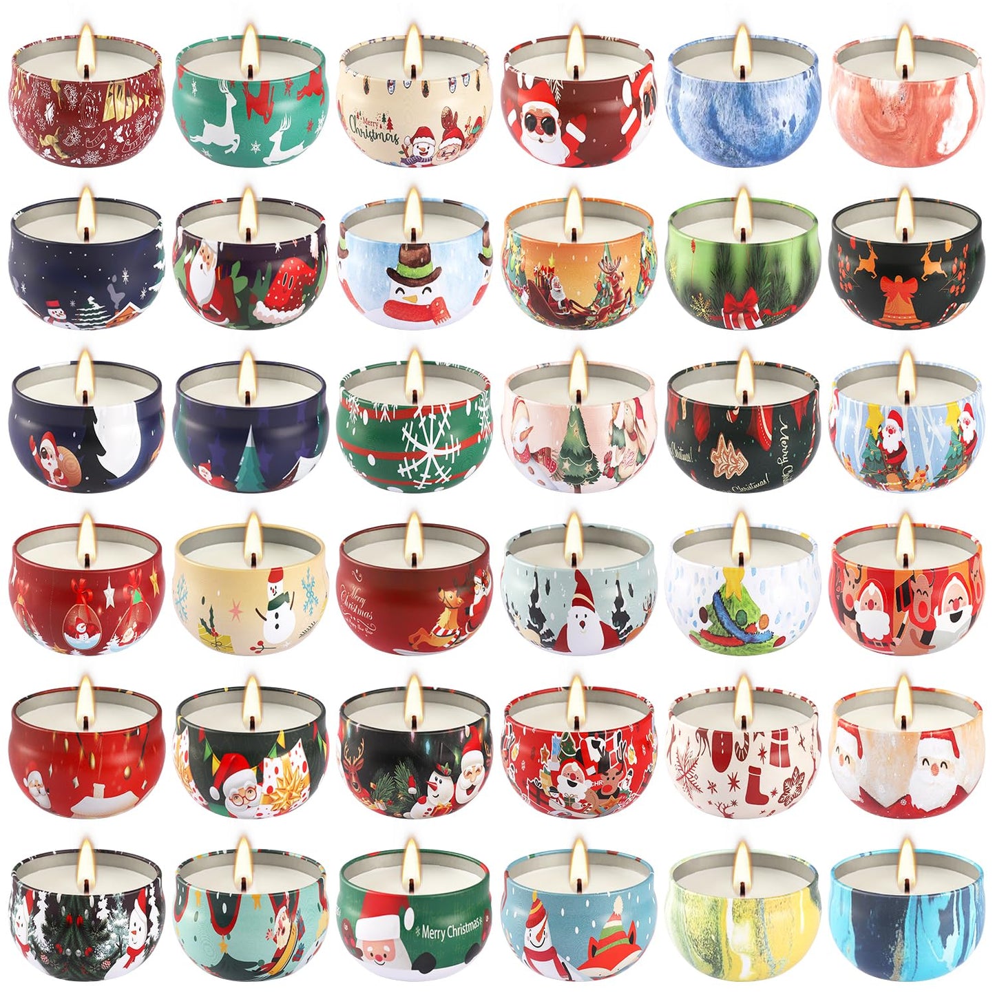 36Pack Christmas Scented Candles Sets,Long Burning,Clean Burn,2.5oz Natural Soy Wax with Essential Oils Decorative Aromatherapy Candles for Christmas，Thanksgiving Gift, Home Scented