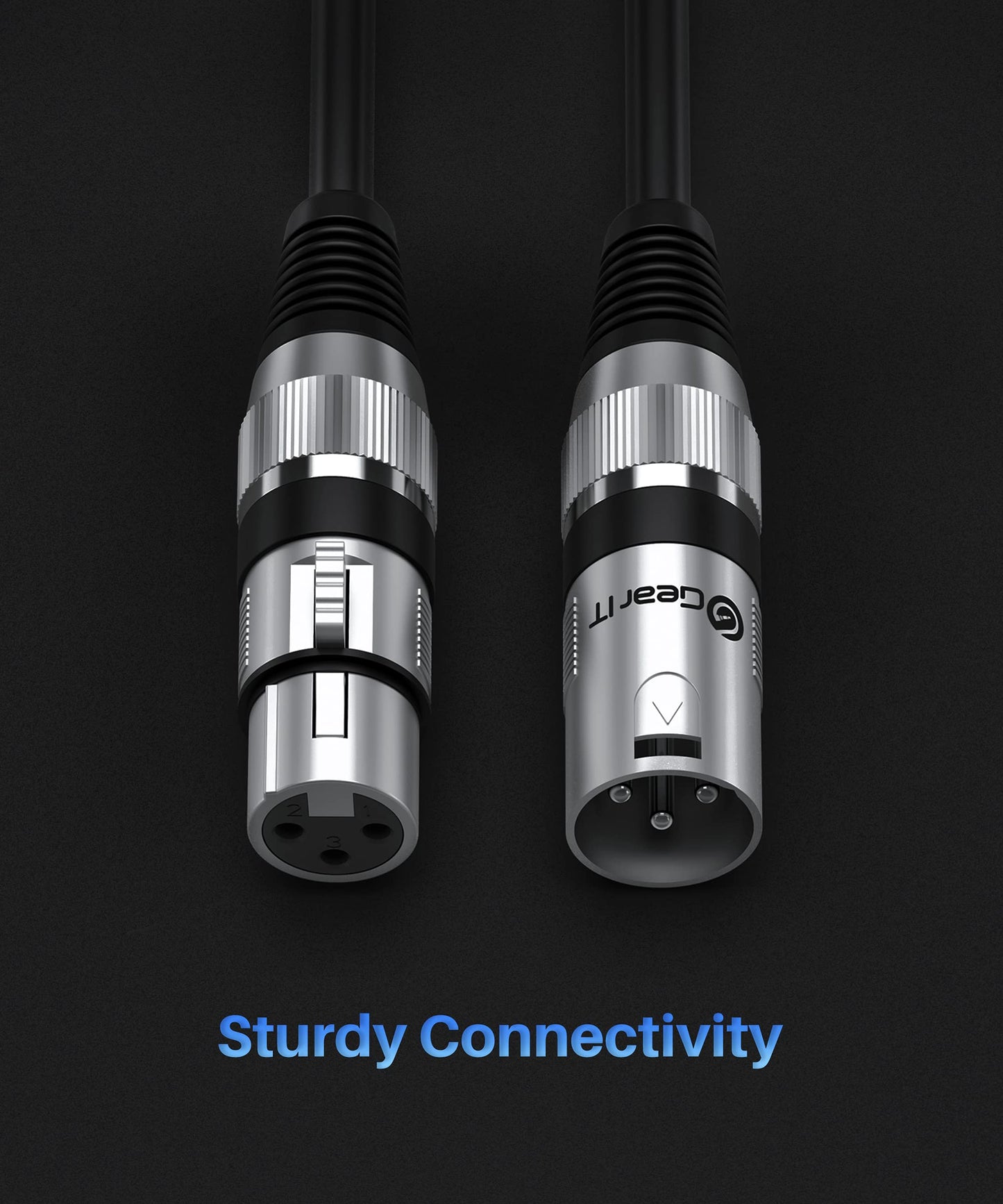 GEARit XLR Male to Female Microphone Cable (100 Feet, 1 Pack) 3-Pin Balanced Shielded Mixer, Recording Studio, Podcast - Black