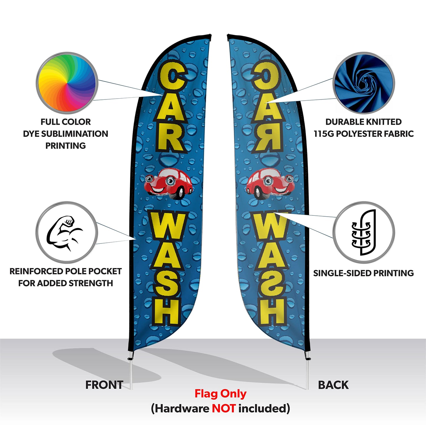 LookOurWay Car Wash Water Drips Feather Flag, 12'