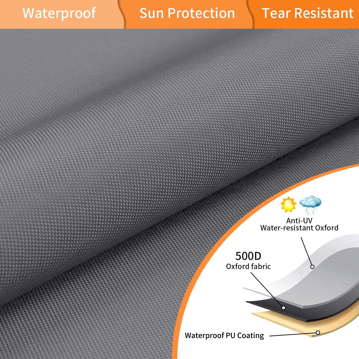 Air Conditioner Cover Heavy Duty Waterproof Durable for Outdoor Elastic Bottom for Secure Fit Year Around Protection -Gray W34xD34xH30in