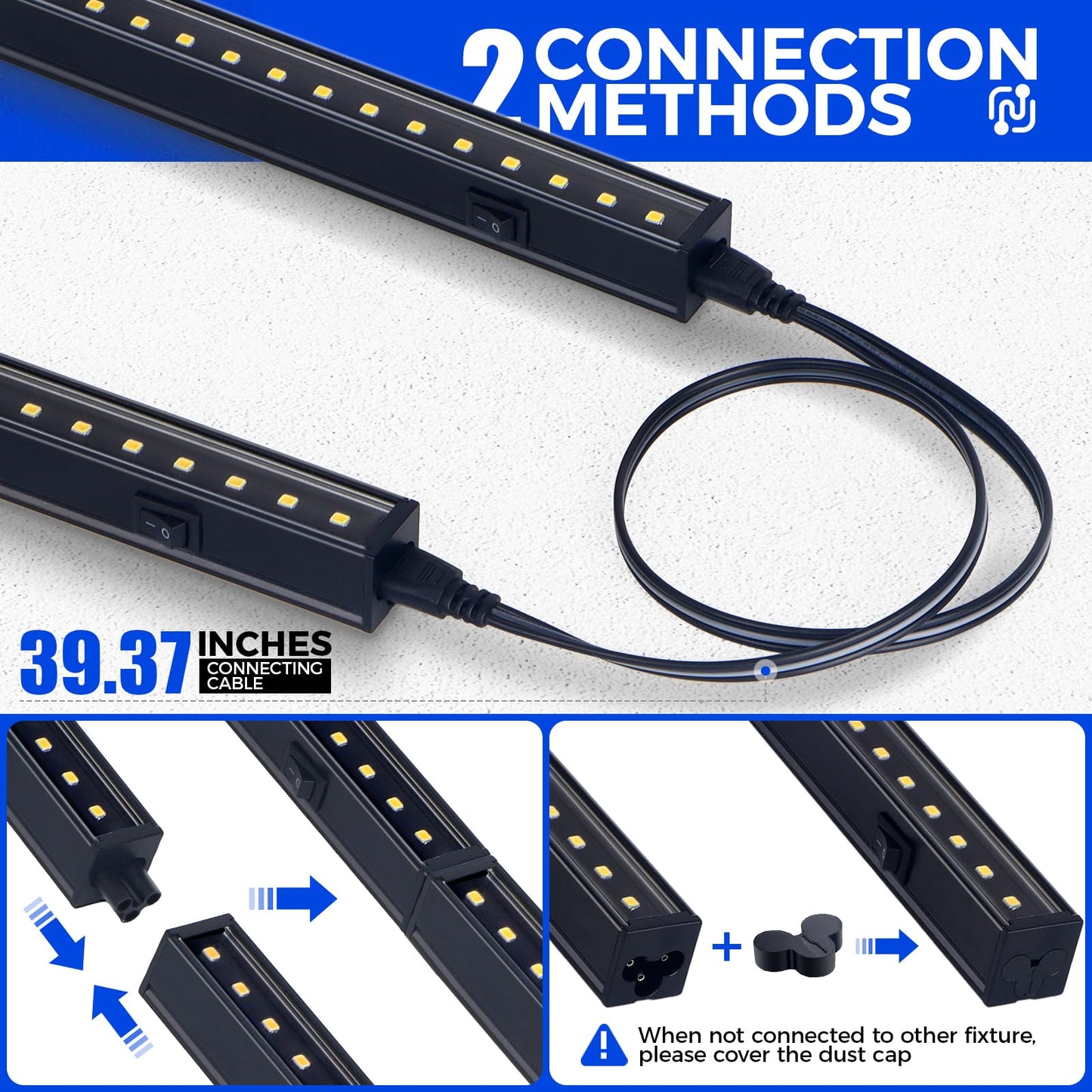 Barrina Plant Grow Lights, 5000K Full Spectrum Daylight White, T5 LED Grow Light Strips, 1ft Growing Lamp with Magnetic Bar, Plant Lights for Indoor Plants,Black Cover, Linkable, 8 Packs