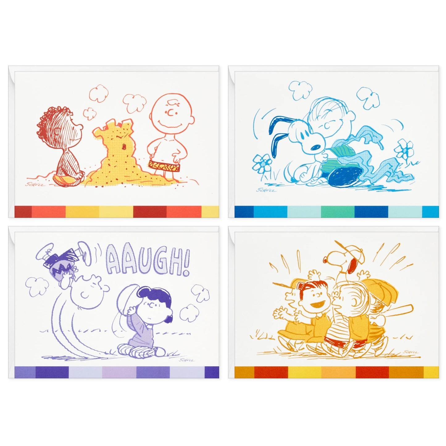 Hallmark Peanuts 75th Anniversary Note Card Assortment (24 Cards with Envelopes) Charlie Brown, Snoopy, Lucy and More