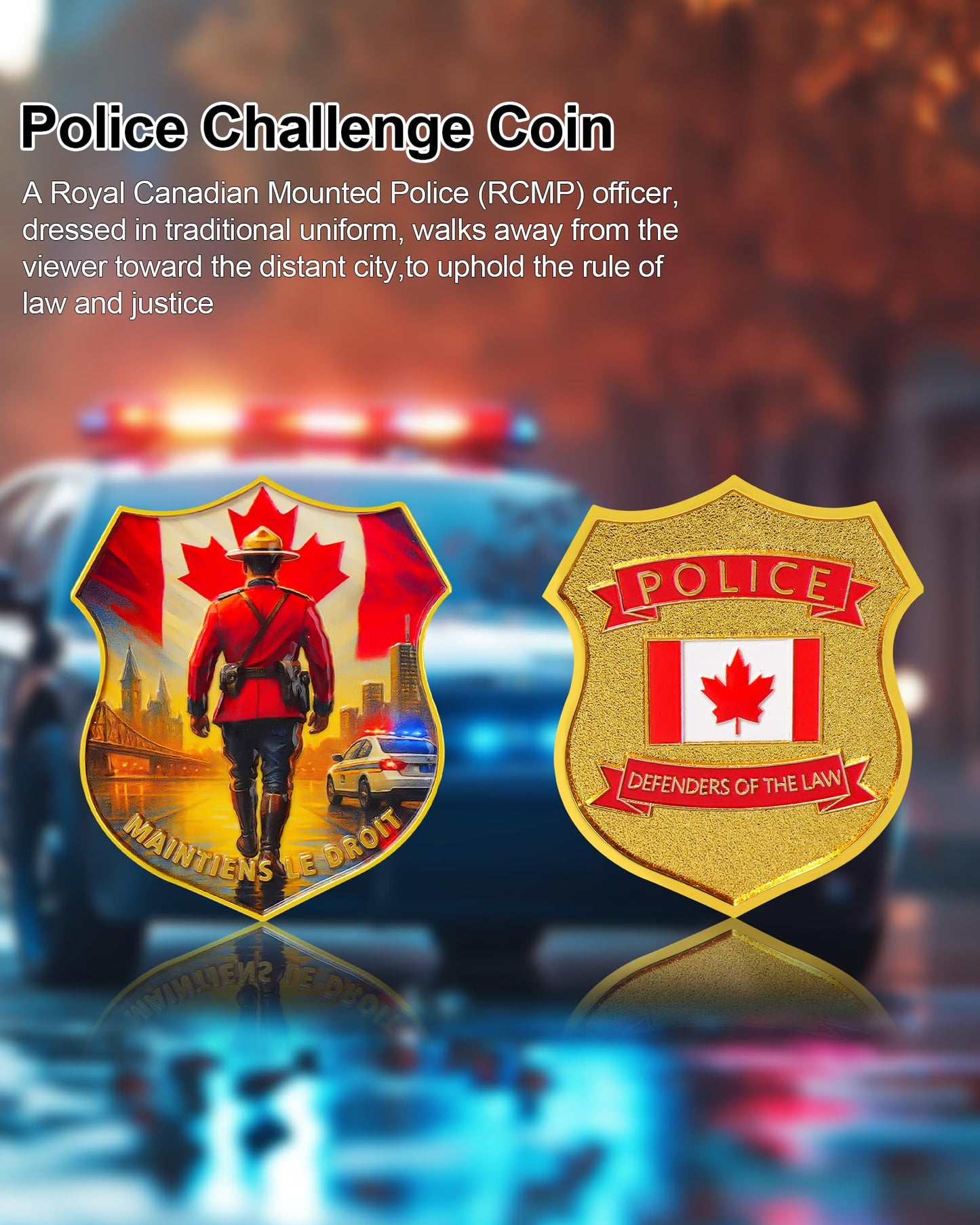 RYUKENLM 5pcs Canadian Police Challenge Coin Canadian Police Tribute Collectible Police Badge Coins Perfect Patriotic Token Gift for Police and Enthusiasts