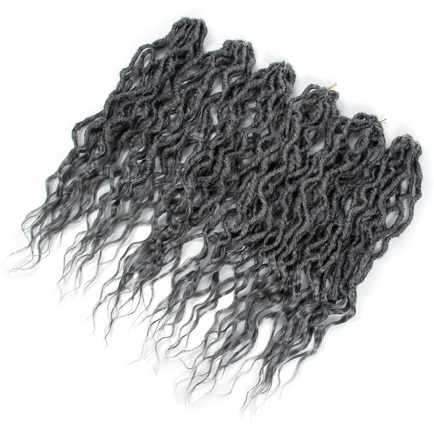 Goddess Faux Locs Crochet Hair 24Inch 6Packs Pre-looped Goddess Locs Crochet Hair,Curly Locs Crochet Hair Soft Dreadlocks Faux Crochet Locs Synthetic Crochet Braids for Black Women(24'', Grey) …