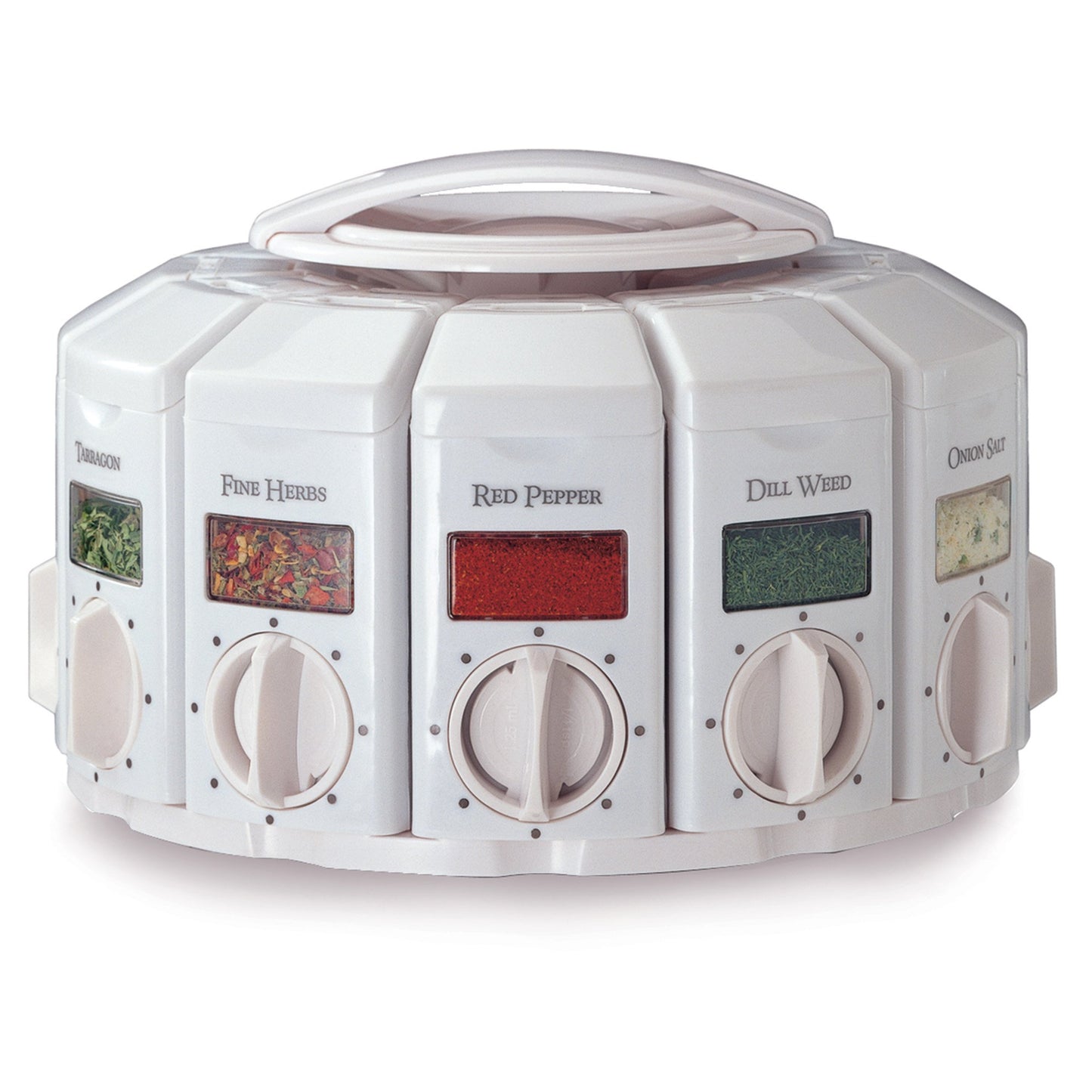 KitchenArt Spice Rack, Select-A-Spice Auto-Measure Rotating Spice Rack, White, 12 Compartments