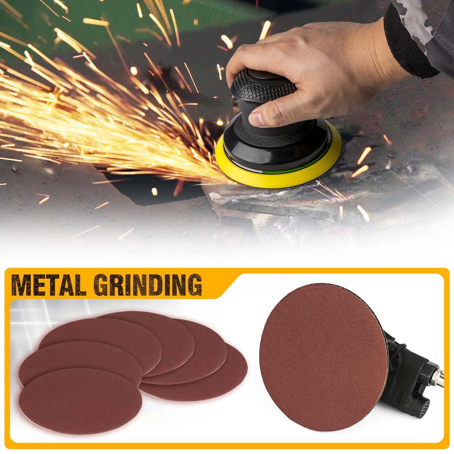 Autolcok 6 Inches Air Random Orbital Sander, Pneumatic Palm Car Sanders for Wood Polisher Metal,and Auto Body Work, Da Sanders, Dual-Action Sander