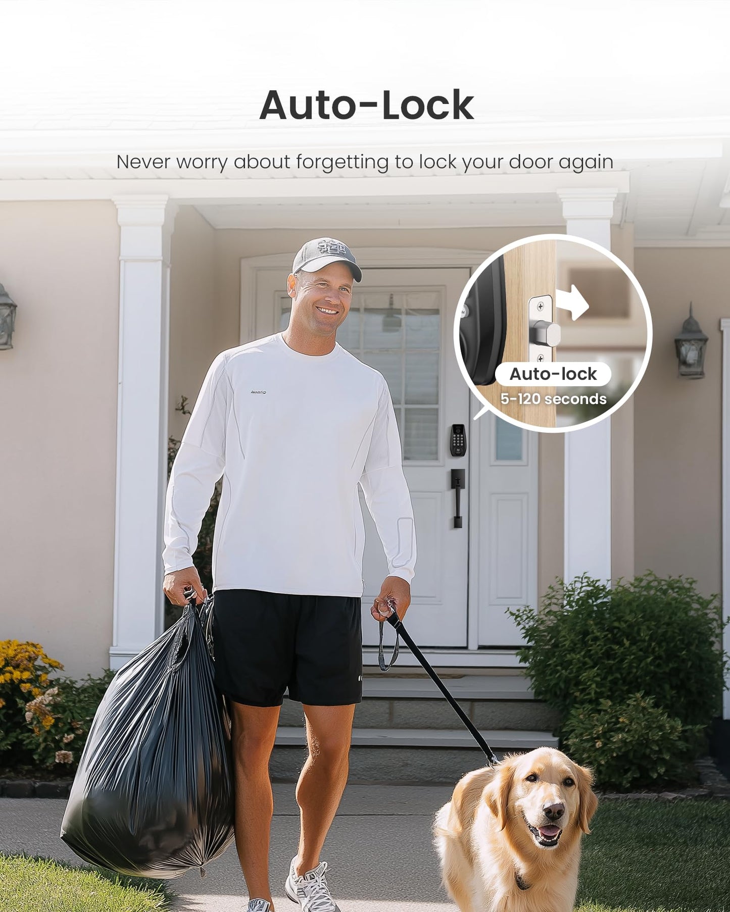 DESLOC C110 Fingerprint Keyless Entry Door Locks, Front Door Smart Lock Deadbolt with 2 Keys, Auto-Lock, Backlit Keypad, 12 Months Battery, IP54 Waterproof, BHMA Grade 3 (Black)