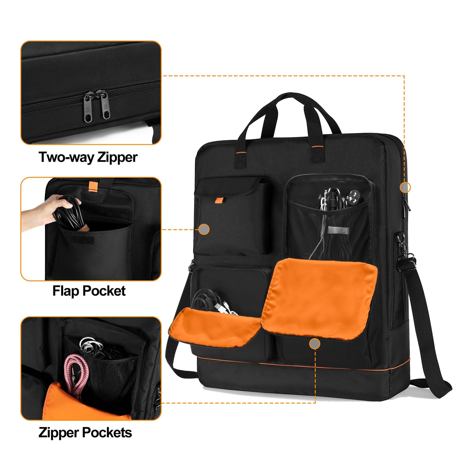 HODRANT Solar Panel Storage Bag with Bright Lining, Travel Solar Panel Carrying Case Compatible with Jackery SolarSaga 100W 100X 200W, Padded Carrier Organizer Compatible with Renogy 100W