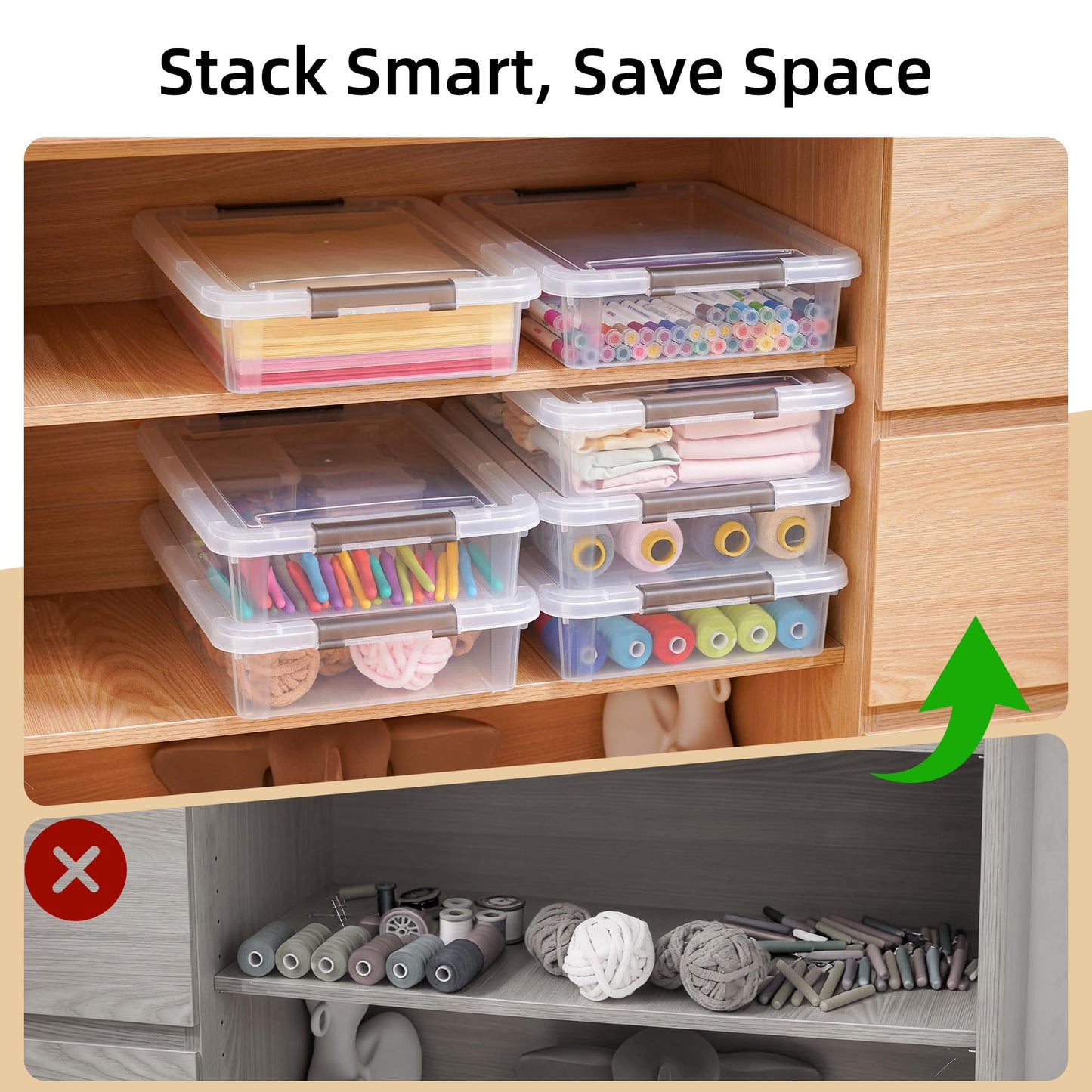 Citylife 3 PCS Plastic Storage Bins with Latching Lids Clear File Box Portable Storage Containers for Organizing A4 Paper, Document, Scrapbook, 14.65" x 10.43" x 2.87"