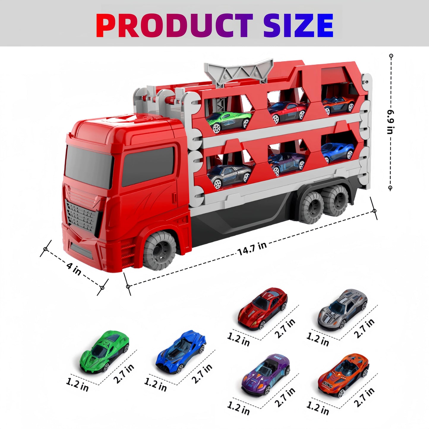 Bearbao Toddler Boy Toys for 2 3 4 5 6 Years Old Boys, 65 Inches Race Track for Boys Kids Die-Cast Transport Truck Car Toys, Toddler Car Toys Set for Kids Boy Girls