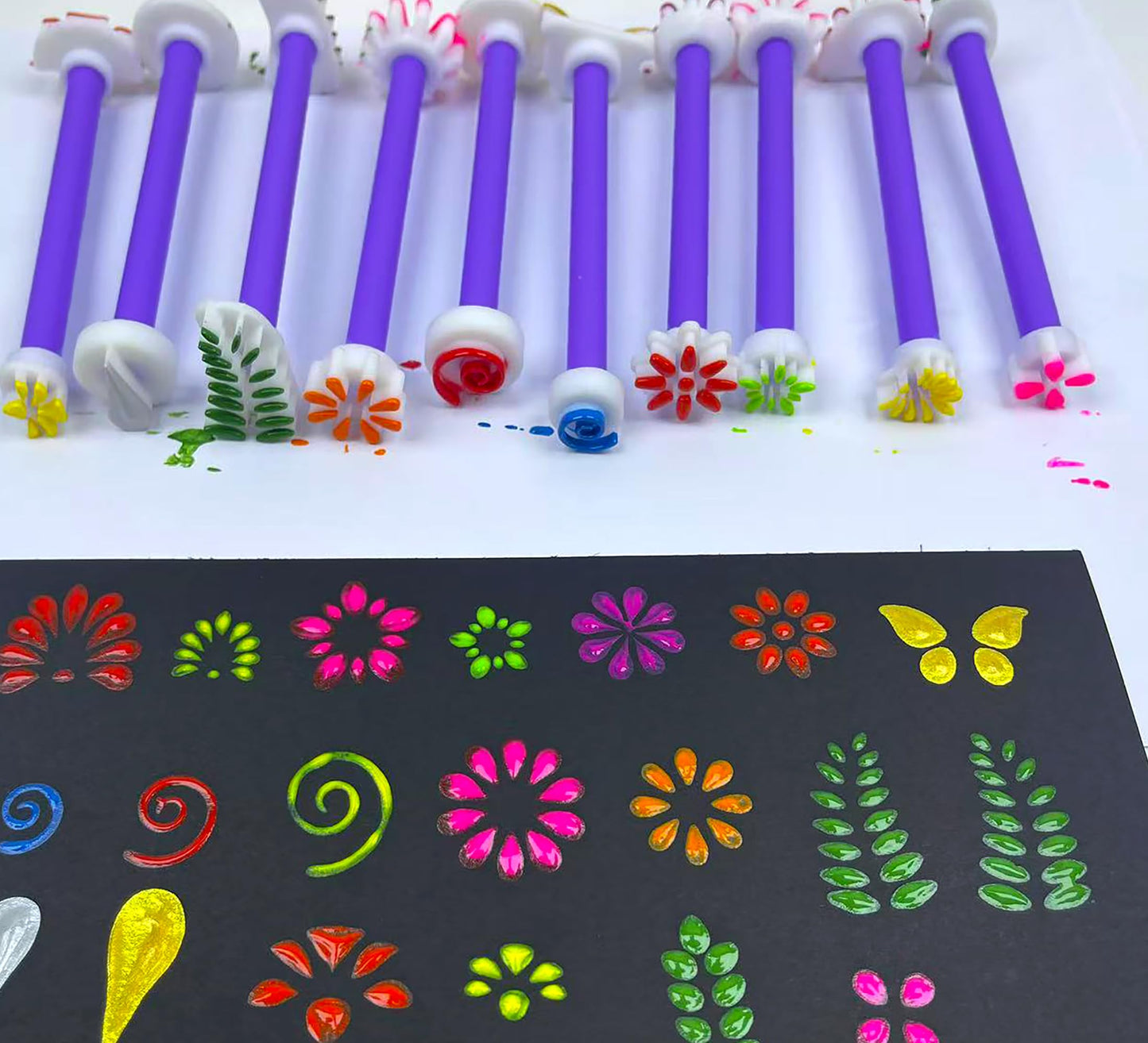 GEOCCI Flower Petal Tools for Dot Painting，40 Petal Shapes Dotting Tool，Mandala Dot Art Tools for Rocks，Embosssing Tools for Painting Dots (Shape C)