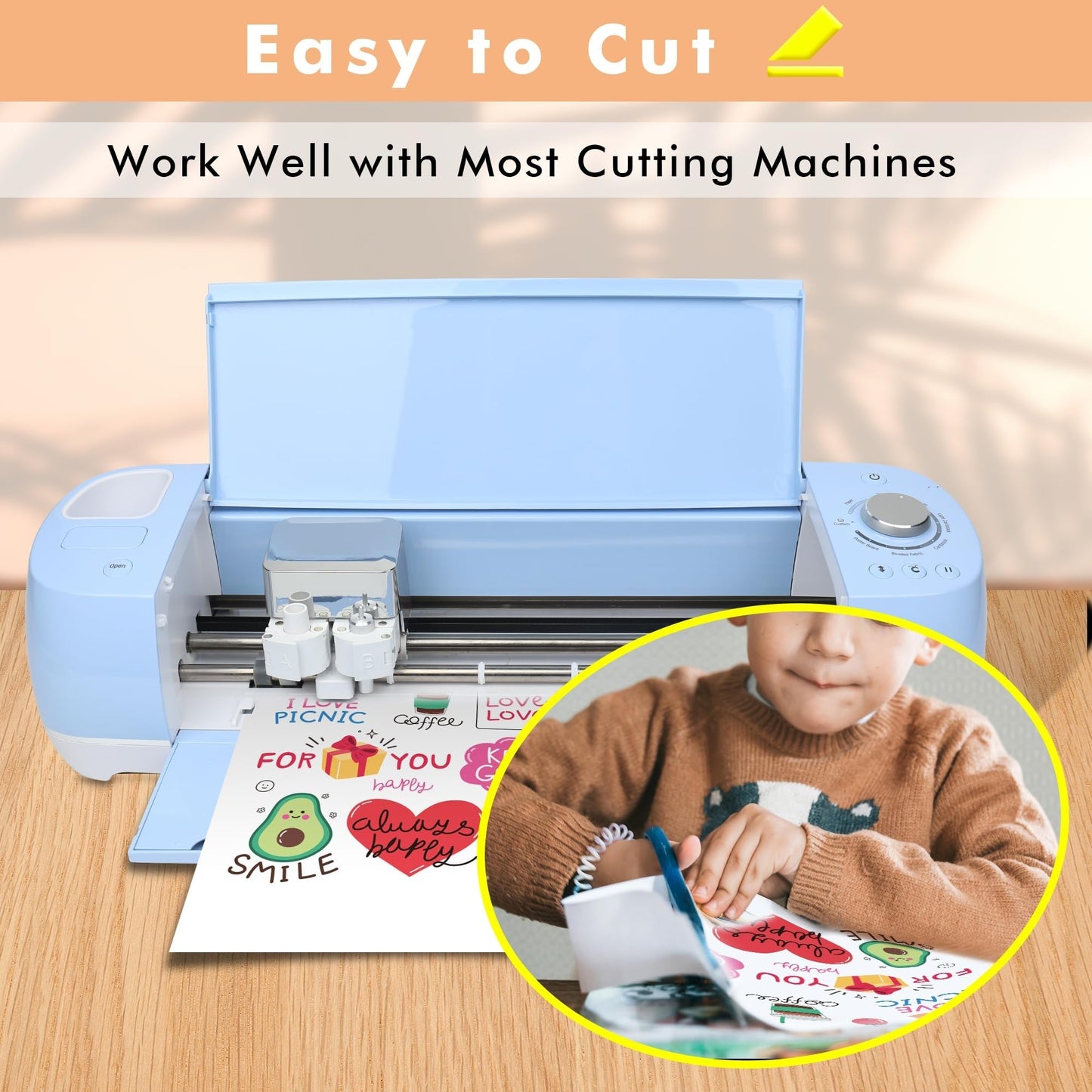 A-SUB Clear Sticker Paper for Inkjet Printers, Waterproof Translucent Printable Vinyl Sticker Paper - 50 Sheets 8.5x11 Inch Glossy Clear Label Paper for Custom Decals