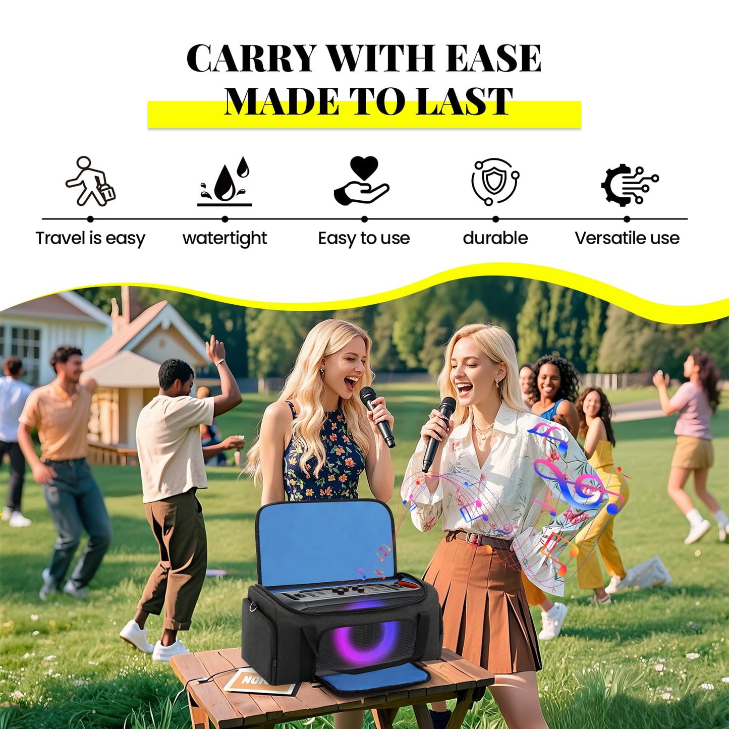 Carrying Case Compatible with JBL PartyBox On The Go Speaker, Travel Storage Shoulder Bag Portable Party Speaker Carry Tote Bag Fits for JBL PartyBox On-The-Go Essential and Accessories (Only Bag)