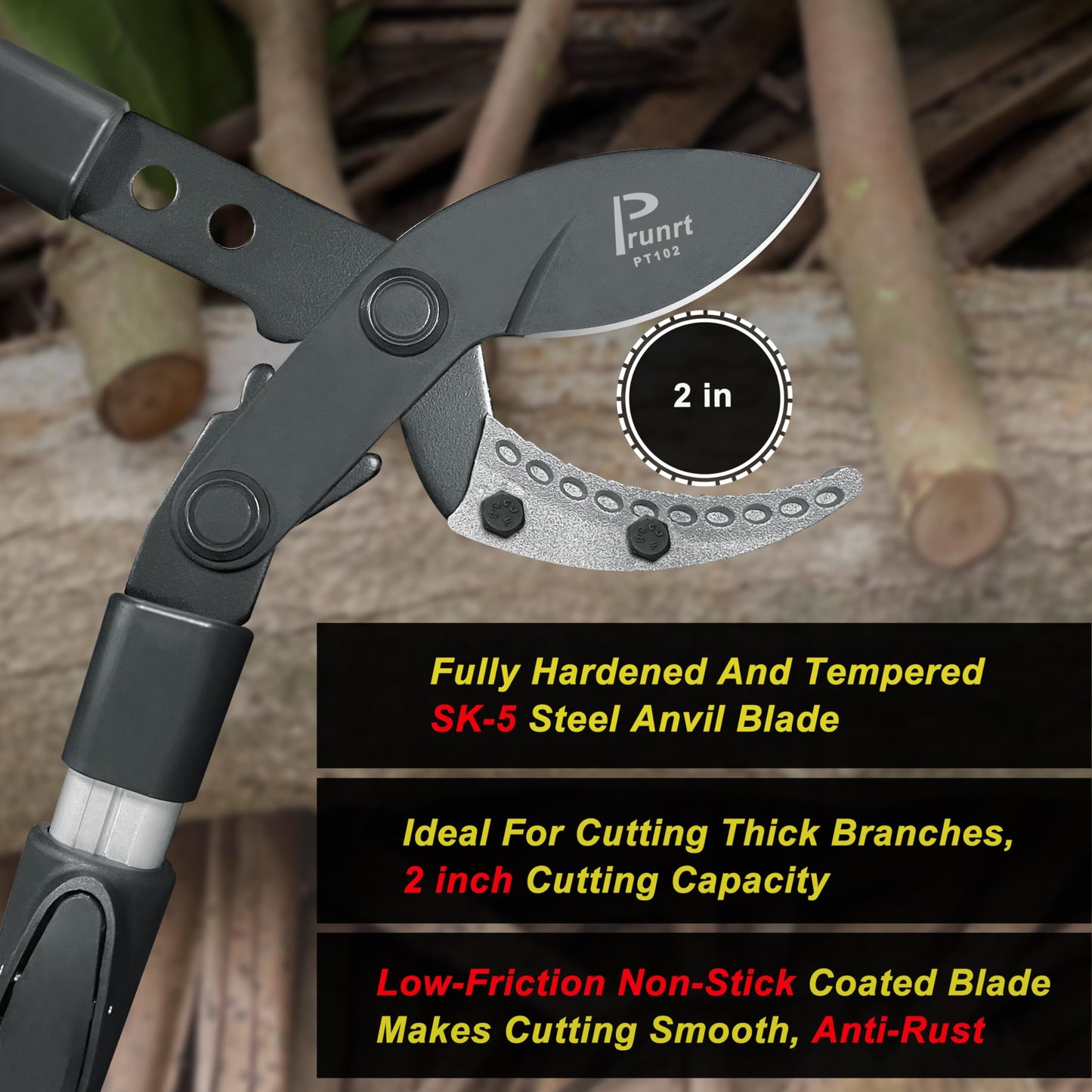Prunrt Loppers for Tree Trimming Heavy Duty, 26-40 Inch Handle Telescopic Tree Trimmer, Sync Drive Power Lever Pruner, 2 Inch Branch Cutter