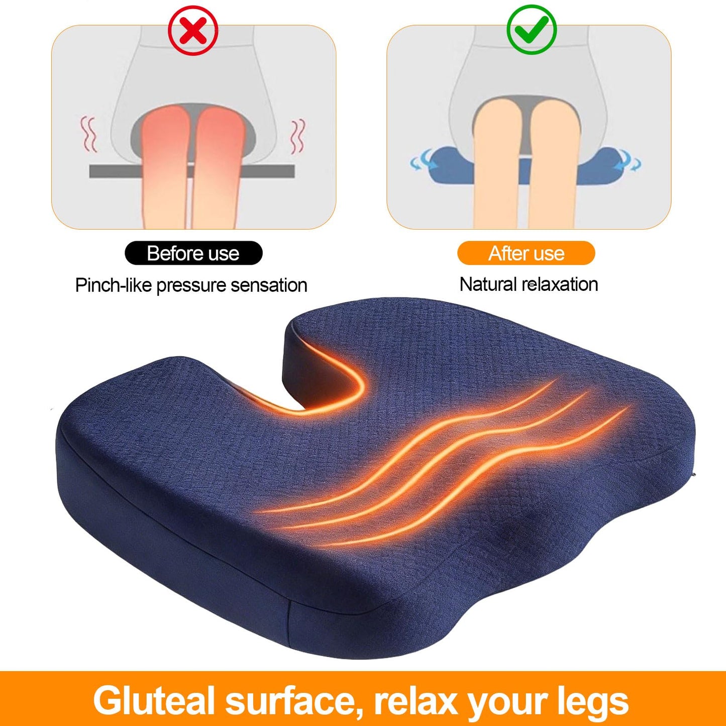 Seat Cushion & Backrest Combo Set with Lumbar Pillow Upgraded Adjustable Height Design, Memory Foam Ideal for Driving, Travel, Extended Sitting Effectively Relieves Lower Back Discomfort (Navy Blue)