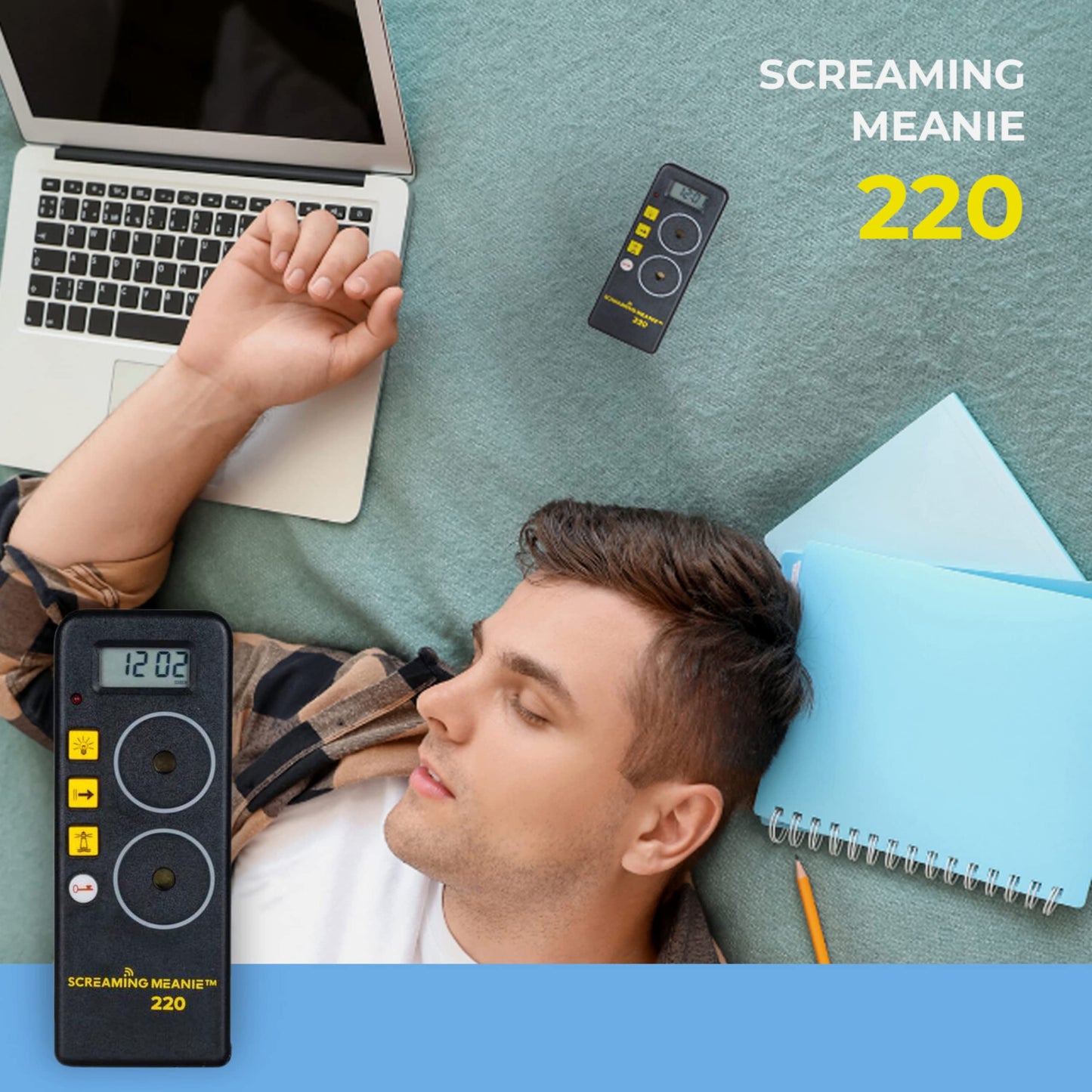 Screaming Meanie 220 Alarm Clock and Timer, Extremely Loud for Deep Sleepers, Multi-Purpose Clock, 3 Sound Levels (with 9v Battery Included) - Black