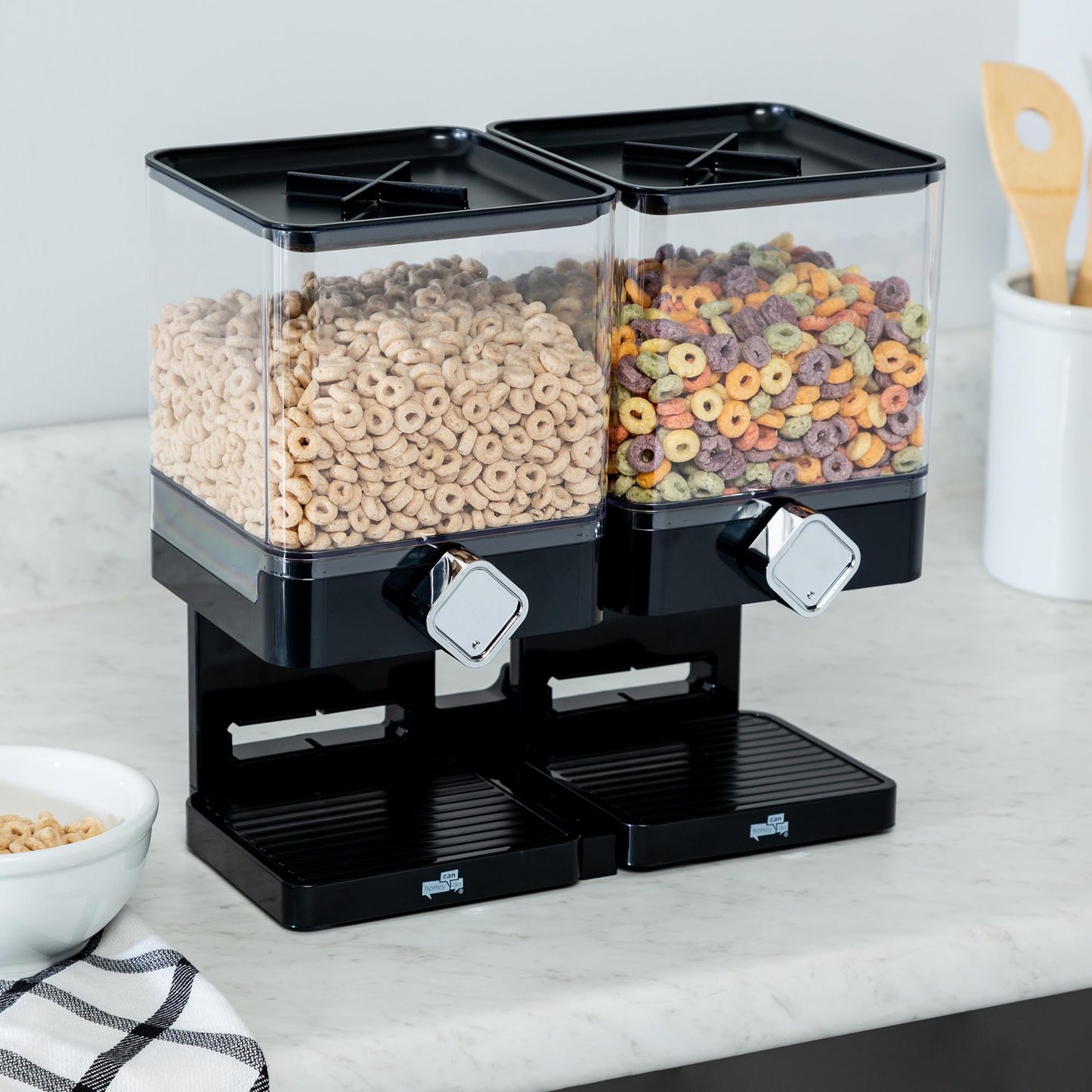 Zevro KCH-06134 Compact Dry Food Dispenser, Dual Control, Black/Chrome