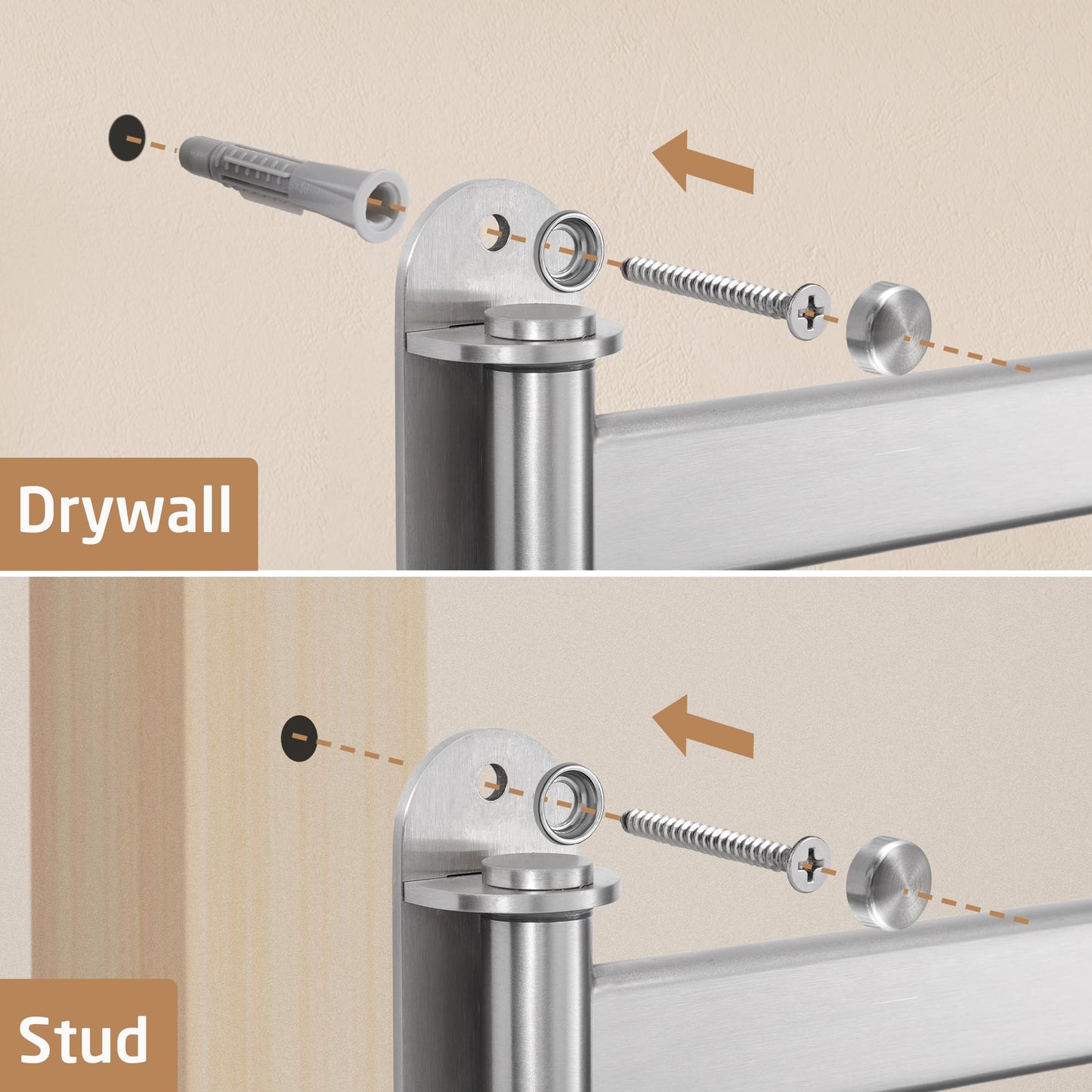 KES Swivel Towel Rack, 19.5" Extra Long Towel Rack Wall Mounted 4 Arm, Swing Out Towel Holder, SUS304 Stainless Steel Brushed Finish, A2104S4L50-2