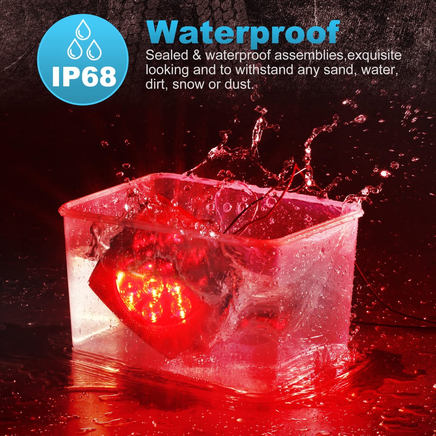 Partsam 2pcs Waterproof Square Led Trailer Light Kit Red LED Stop Turn Tail License Brake Running Light Lamp w Steel Mounting Boxes License Bracket for Under 80" Trailer Boat Truck IP68 DOT Approved