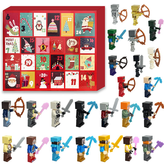Advent Calendar 2025 - Toy Building Blocks Kit Cartoon Game Set Boys Advent Calendar Surprise Christmas Gift 24 Days Christmas Countdown Calendar
