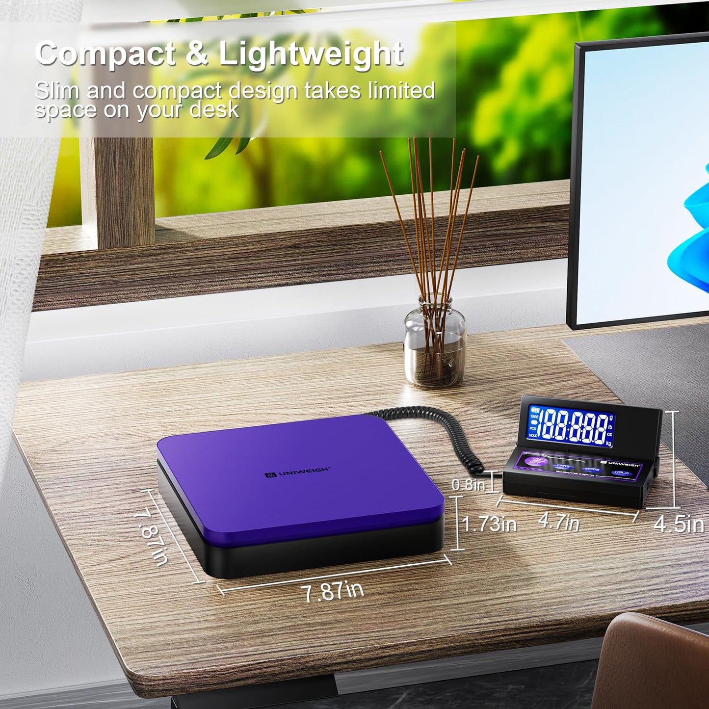 UNIWEIGH Digital Shipping Scale 110lbs/0.1oz Accurate,Postal Scale with 5 Units/LCD/Tare/Hold Function,Auto-Off,Postage Scale for Packages Small Business/Mail Scale,Includes Battery & USB Power