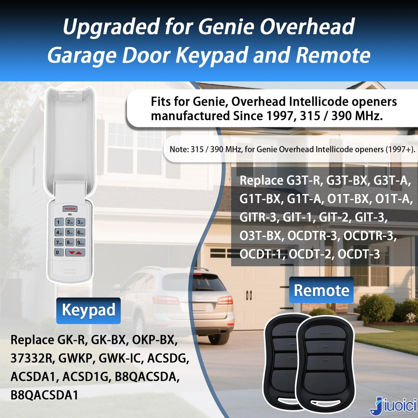 Upgraded for GK-R Genie/Overhead Garage Door Keypad and G3T-R Remote, Keypad Replace GK-BX OKP-BX, Remote Replace G3T-BX G3T-A G1T-BX G1T-A O1T-BX, More Secure & Stable, Easy to Program