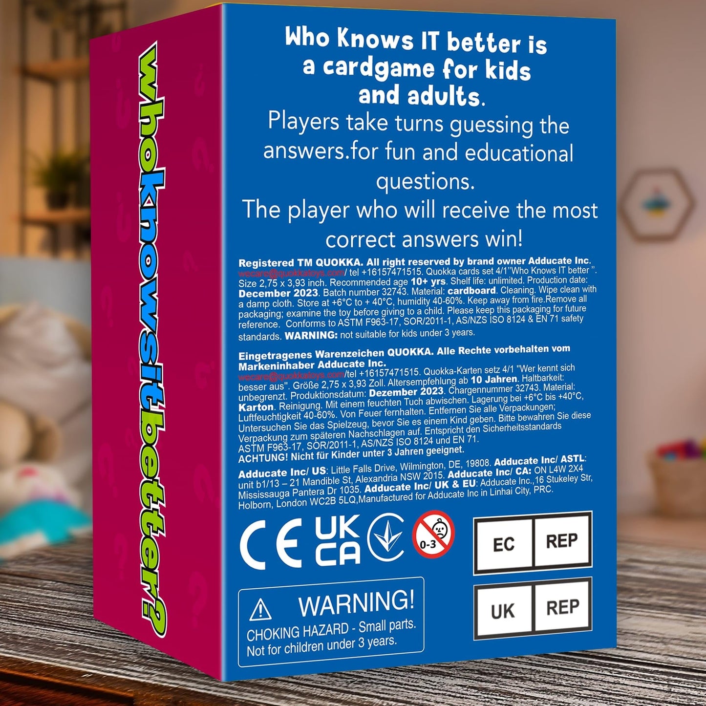 Family Board Games for Kids 8-12 — Set 4 in 1 Family Games for Kids and Adults — Who Knows It Better — 2000+ Questions for Ages 5+ — Teens Fun and Educational Card Quiz Gift for Travel and Party