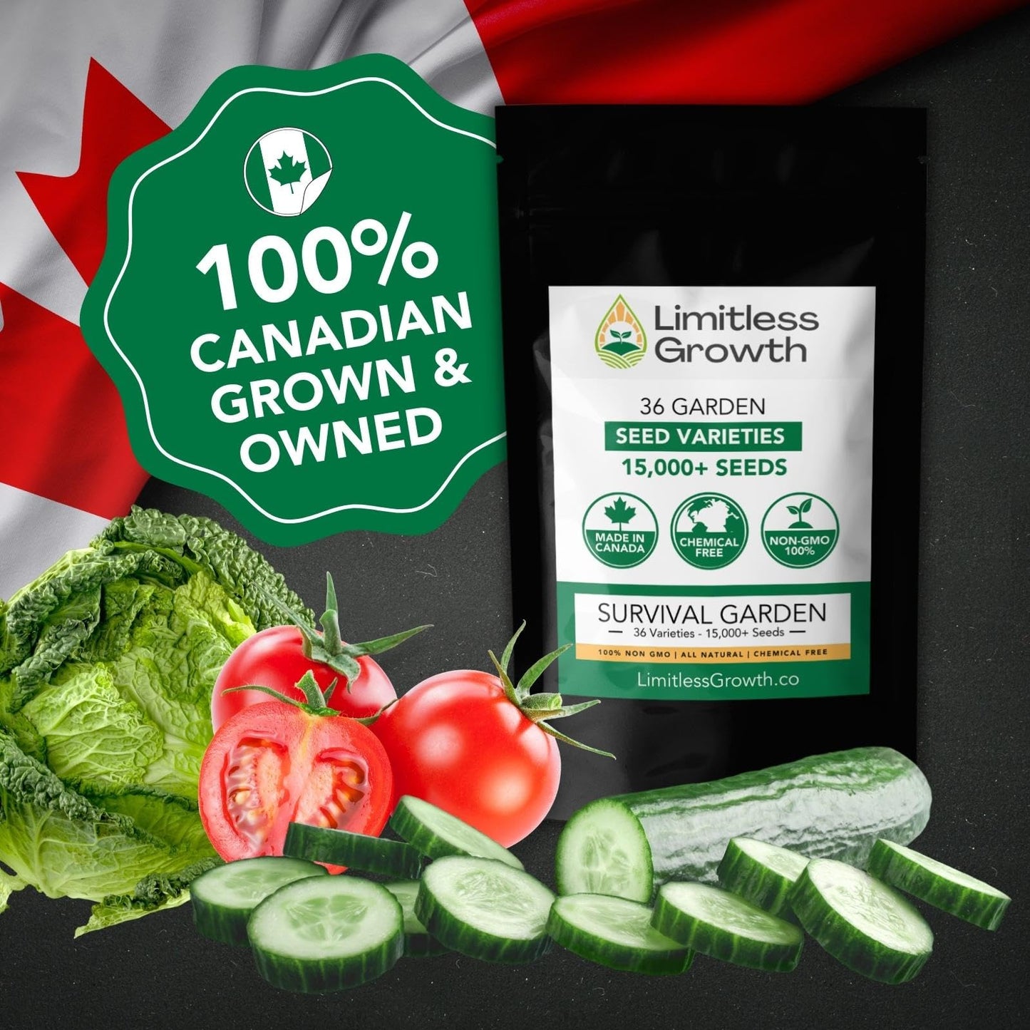 36 Survival Garden Seed Vault | 36 Seed Varieties of Herb, Vegetable, & Flower Seeds for a Thriving Canadian Garden | Adaptable for Canadian Growers | Limitless Growth