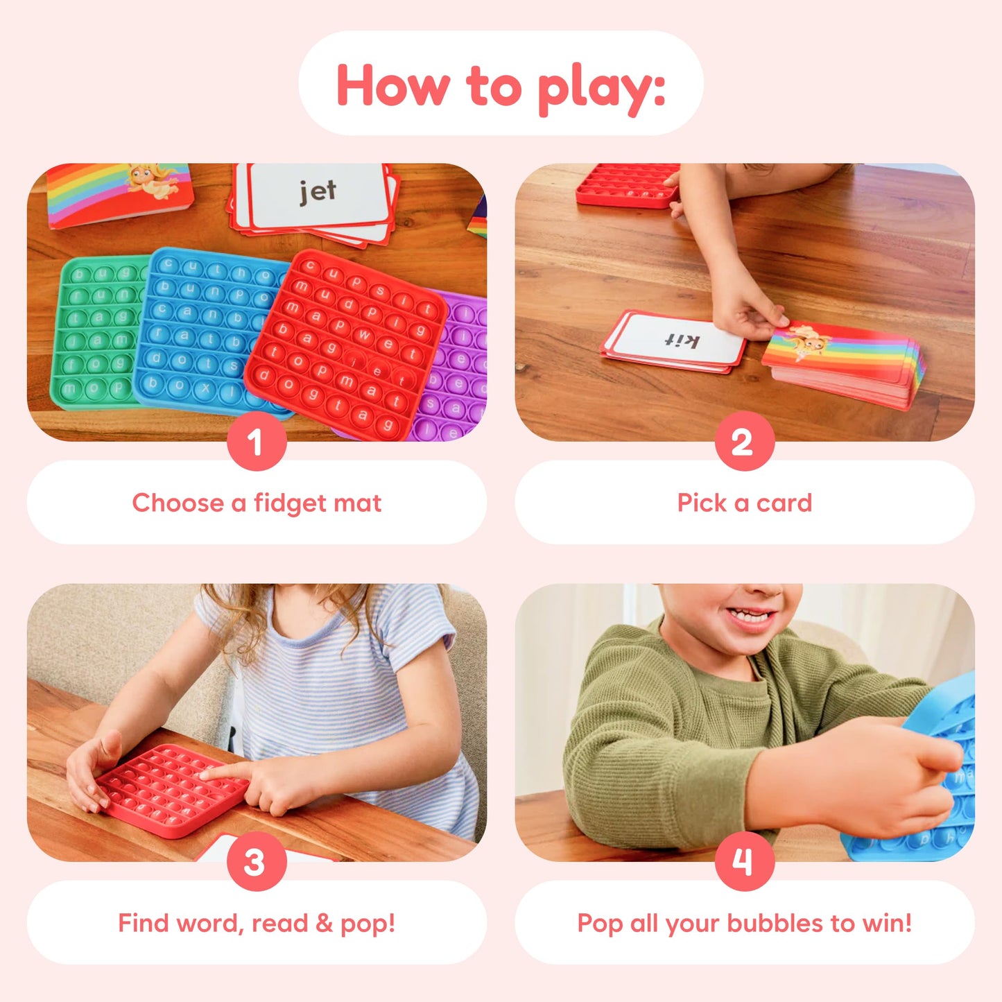 THE FIDGET GAME Word Pop, CVC Words - Learn to Read in Weeks - Multisensory Reading & Phonics Interactive Game Ideal for Pre Kindergarten to 1st Grade (Packaging May Vary)