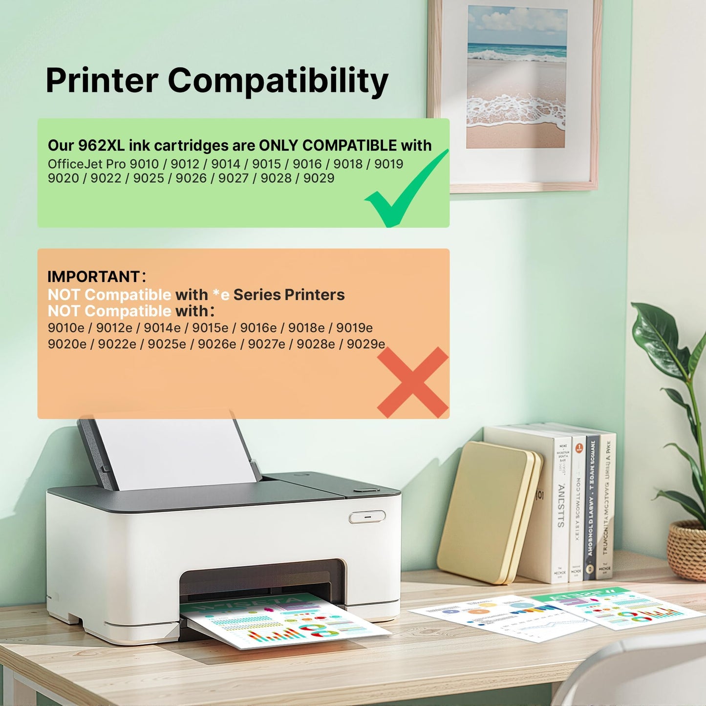 【Latest Chip】 962XL Ink Replacement for HP Printers (4 Pack, Black/Cyan/Yellow/Magenta) Compatible for HP 962 Ink Cartridges Combo Pack Work for Officejet Pro 9015 9010 9018 9020 9022 9025 Printer