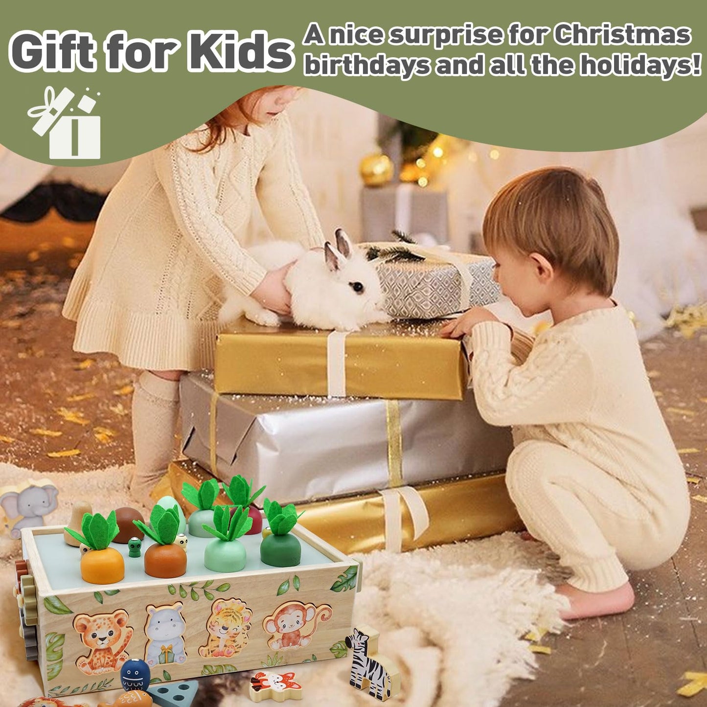 Montessori Toys for 1 Year Old - Educational Wooden Toys for Toddlers 1-3 Years Old Boys Girls,Wooden Animal Shape Sorting Toy Fine Motor Skills,1st Year Birthday Gifts for 1 2 3year Old boy Girl