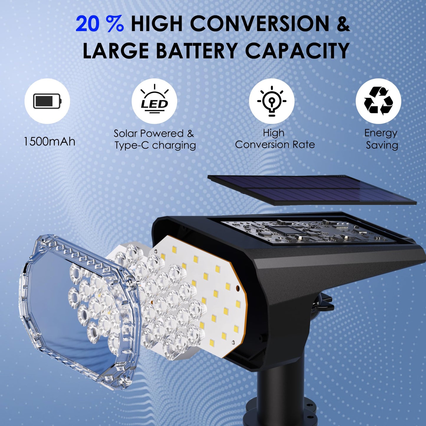 Quntis 4-Pack Solar Spot Lights, 3 Colors (Warm White/Cool/Natural), USB & Soloar Powered Landscape Spotlights, IP65 Waterproof Solar Garden Lights, Wall/Ground Solar Light Outdoor for Yard Patio Path