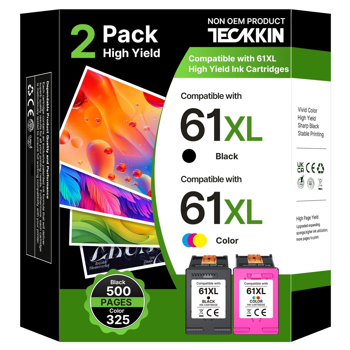 61XL Ink Cartridge Compatible for HP 61 Ink Cartridge Black Colour for HP 61 Printer Ink 61XL Fit for Envy 4500 5530 4501 4502 DeskJet 1000 1010 1050 1510 2050 2510 2540 OfficeJet 2620 4630 Printer