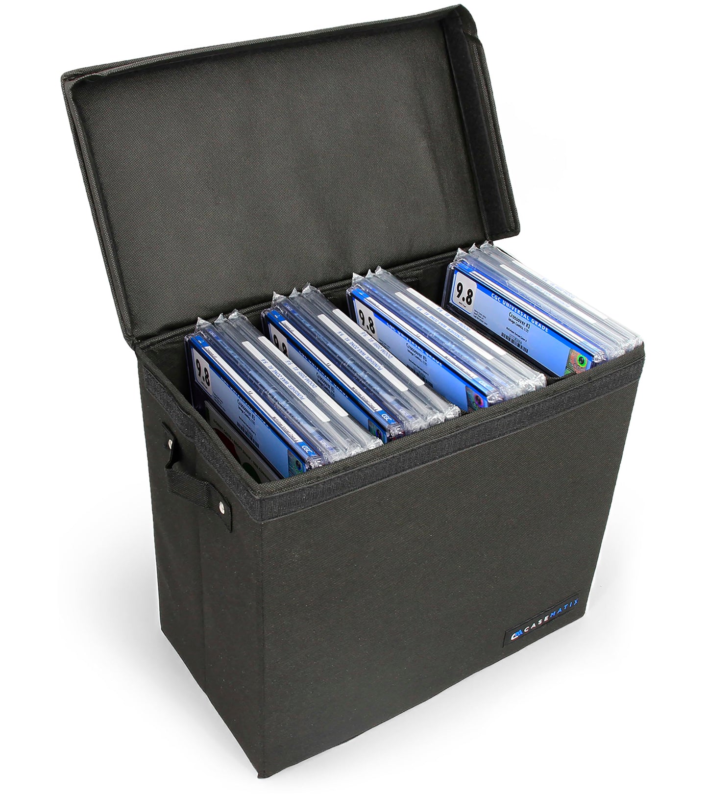 CASEMATIX Graded Comic Book Storage Case Fits up to 28 CGC Graded Comics Lightweight Comic Book Storage Bin with 3 Removable Dividers for Slabbed Comics Protective Collector Display Carry Case Box