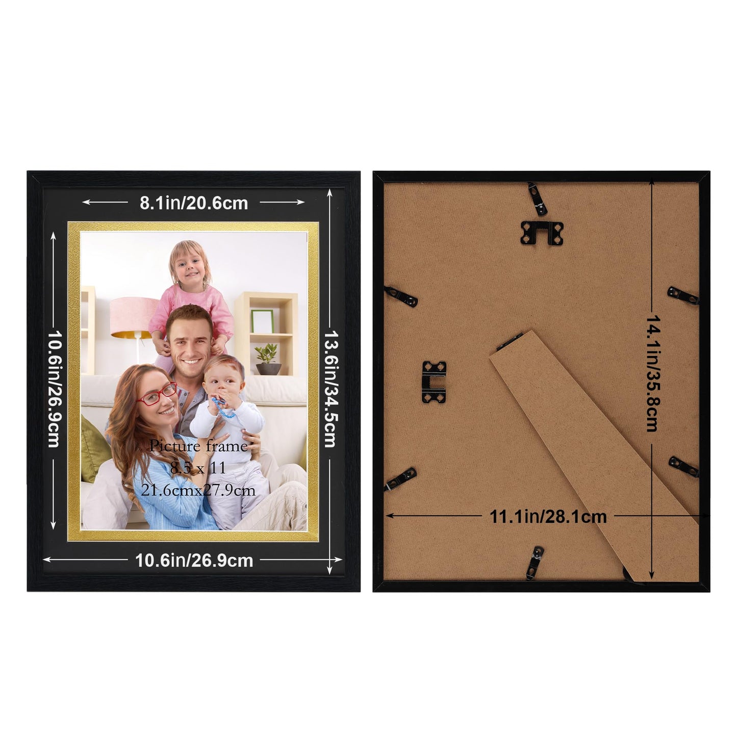 Giftgarden 8.5 x 11 Diploma Frame 3 Pack, 11x14 Frame Matted to 8.5 by 11 Certificate Document Award Degree with Mat, Wall and Tabletop Display