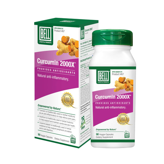 Bell Curcumin Supplements, Curcumin 2000X® - Proprietary Blend with Turmeric, Black Pepper, Vitamin E, Hawthorn- Help Support Digestion, Inflammation, Cardiovascular Health & Peripheral -90 units
