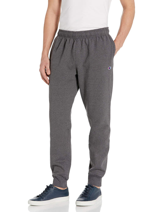 Champion Men's Powerblend Retro Fleece Jogger Pant, Granite Heather, Medium