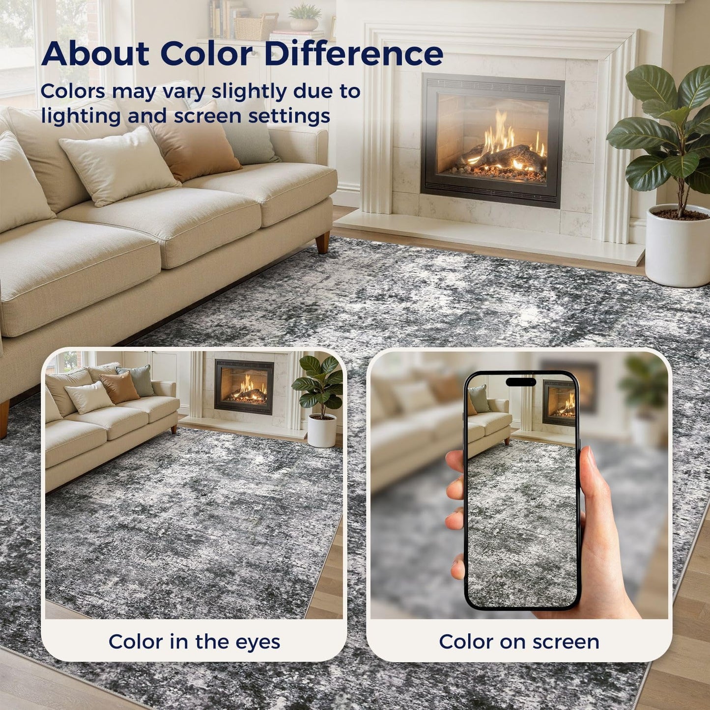 DMOYEST Area Rug Living Room Rugs - 5x7 Large Soft Indoor Neutral Modern Abstract Low Pile Washable Rug Carpet for Bedroom Dining Room Farmhouse Home Office - Grey