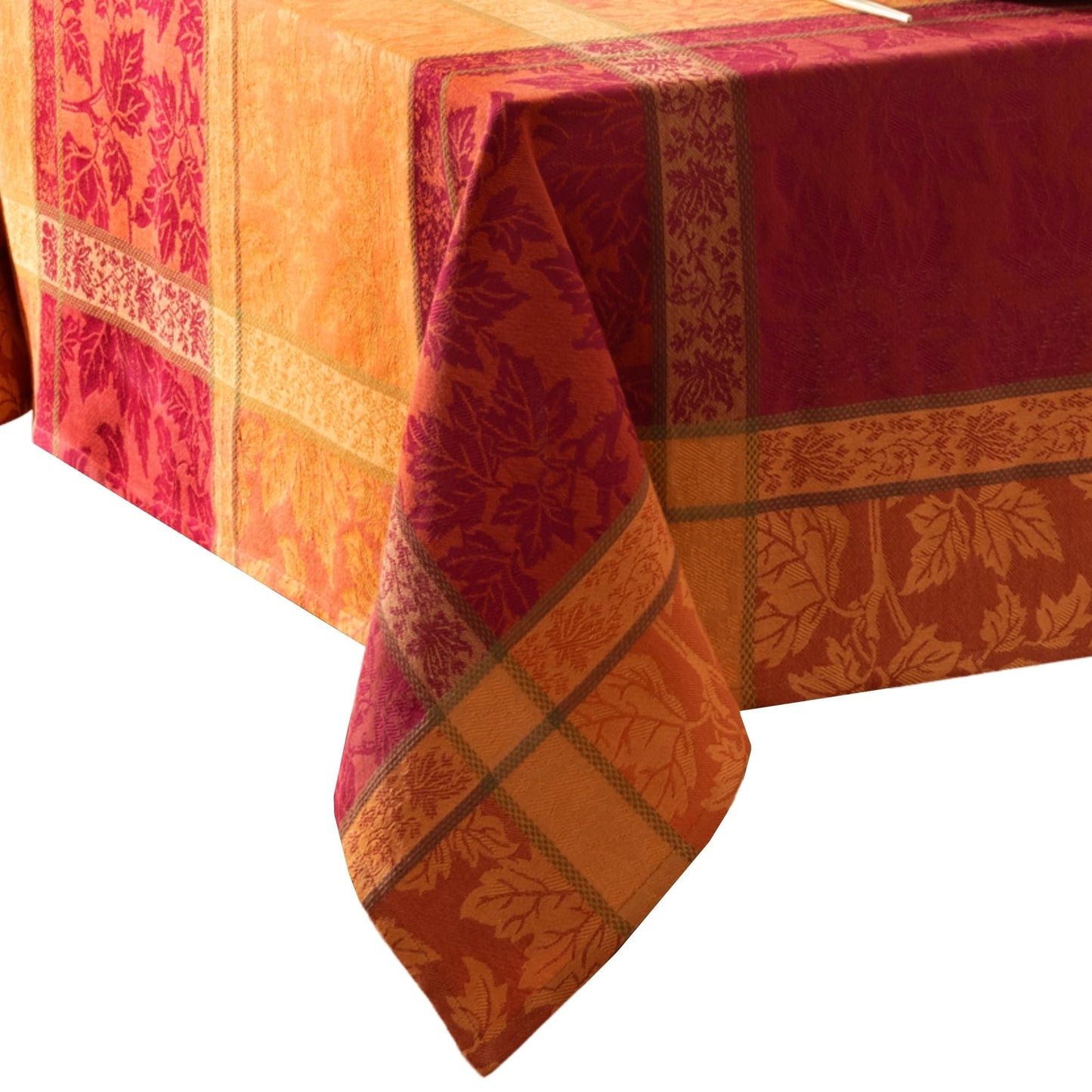 Elrene Home Fashions Maplewood Leaf Jacquard Fall/Harvest/Thanksgiving Woven Cotton Rectangle Tablecloth, 60"x120"