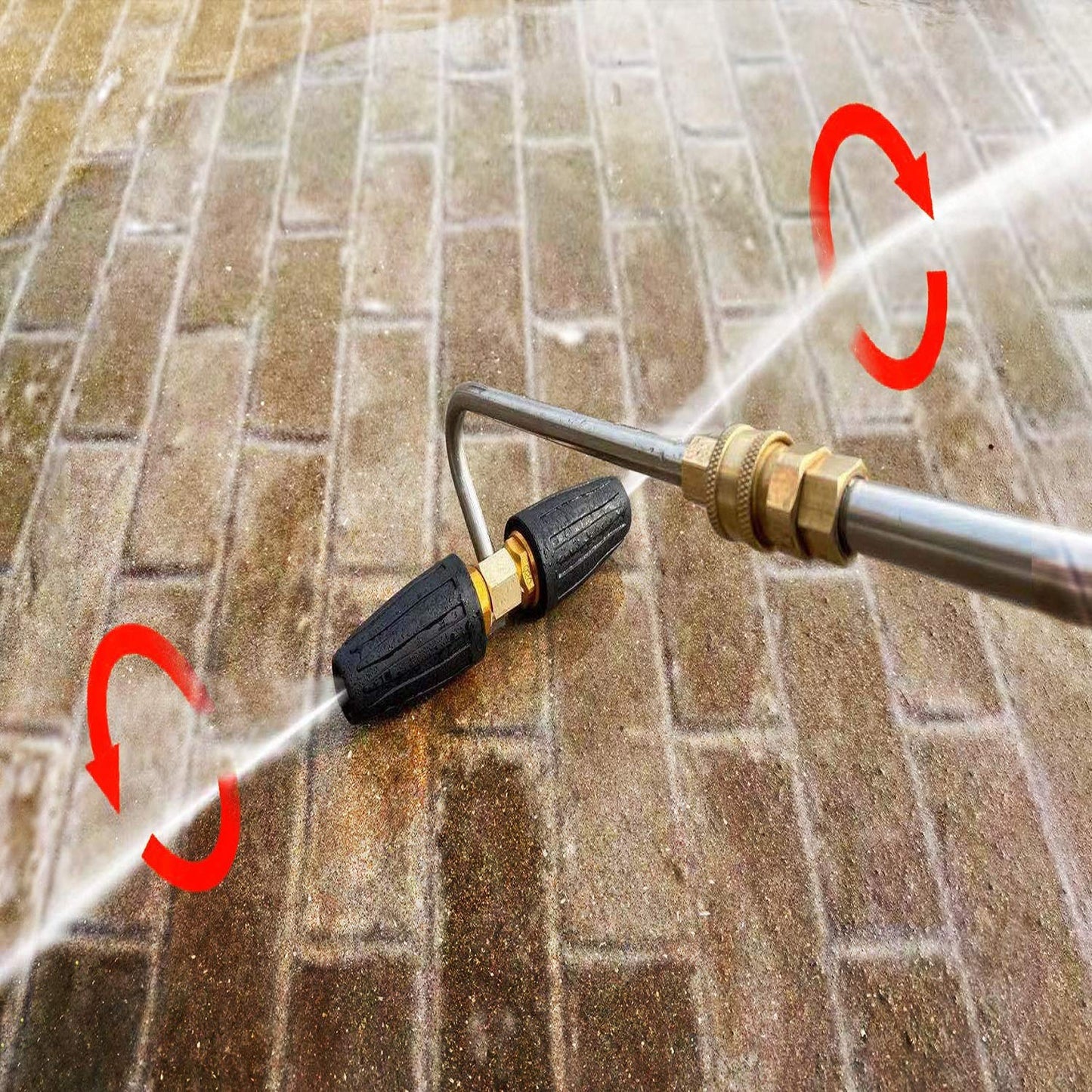RIDGE WASHER Gutter Cleaner Attachment for Pressure Washer, with 2 Rotary Turbo Nozzle, 1/4 Inch Quick Disconnect, 3600 PSI
