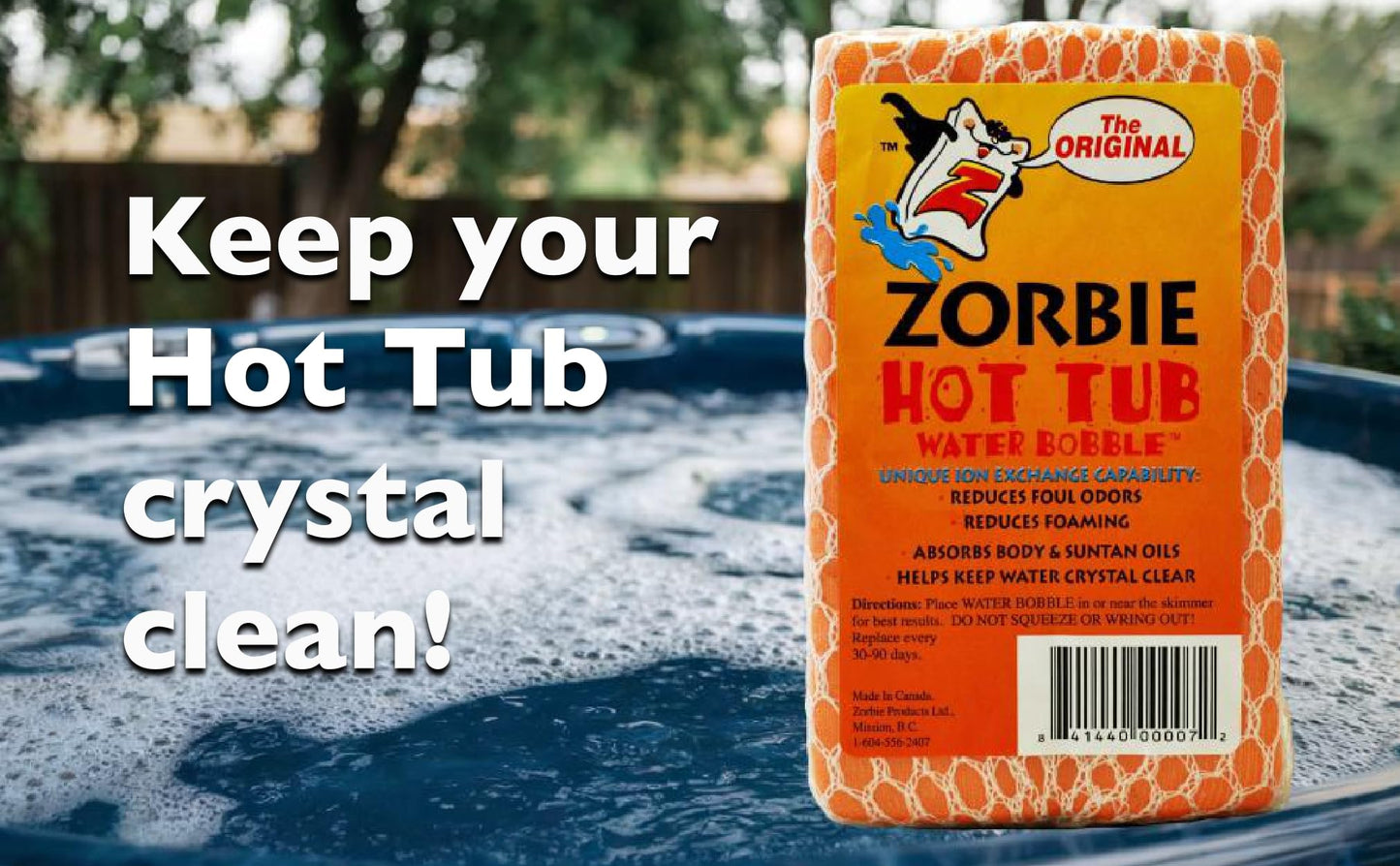 Water Bobble Hot Tub Oil Scum Absorber - Scum Absorbing Sponge for Spas and Hot Tubs - Naturally Cleaner Water with Spa Sponges for Hot Tubs - Orange Floating Bobble with String- 2 Pack