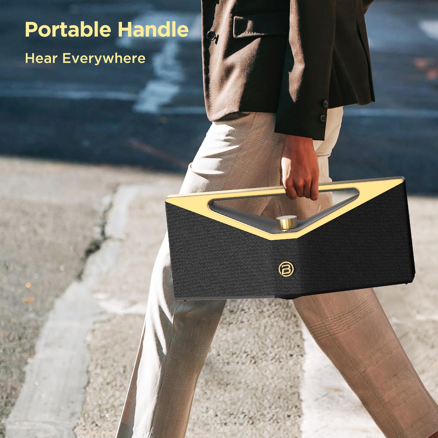 BUGANI Bluetooth Speaker Loud 160W,Waterproof Large Bluetooth Speaker Subwoofer Hi-Res Audio, 1-6H Playtime Party Outdoor Speakers for Camping, Beach, Golden