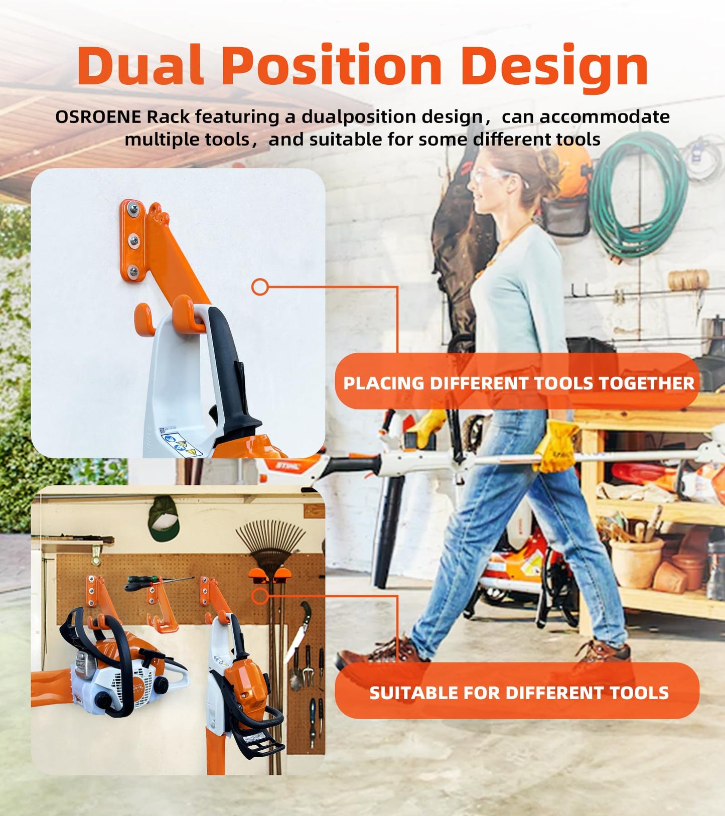 OSROENE Chainsaw Hanger, 2 Pack Chainsaw Wall Mount, Heavy Duty Chainsaw Holder, Garage Organization Garage Storage Shed Organizer Mounted Chainsaw Rack