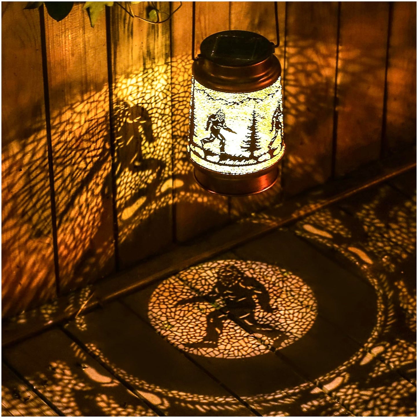 Bigfoot Solar Lanterns Outdoor Waterproof Hanging Solar Lights Big Foot Sasquatch Gifts for Men Women Metal Decorative LED Lanterns for Yard,Patio,Lawn,Tabletop,Pathway,Landscape,Garden Decor